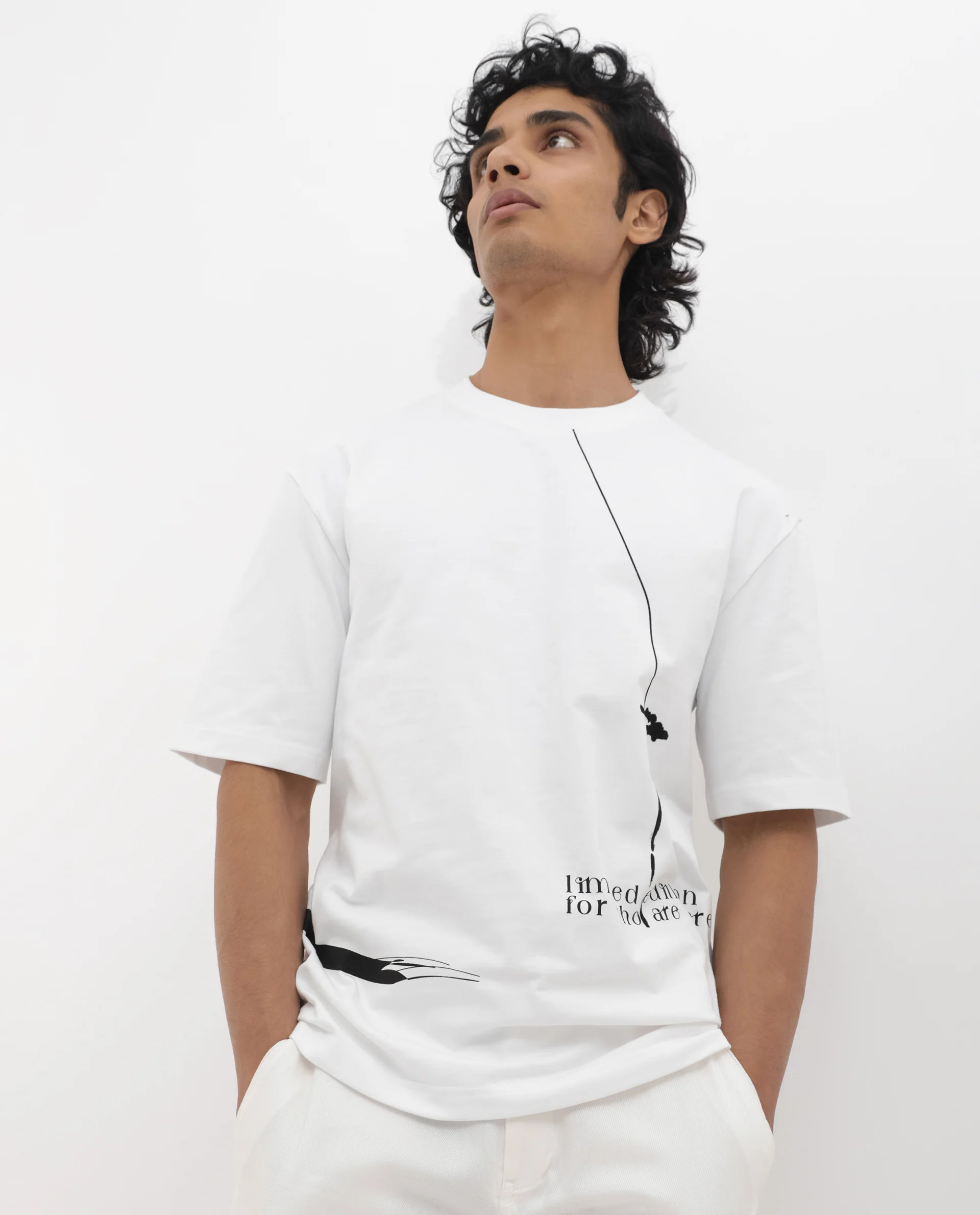 Rare Rabbit Articale Men's Cody White Cotton Fabric Crew Neck Oversized Fit Graphic Print T-Shirt - Image 6