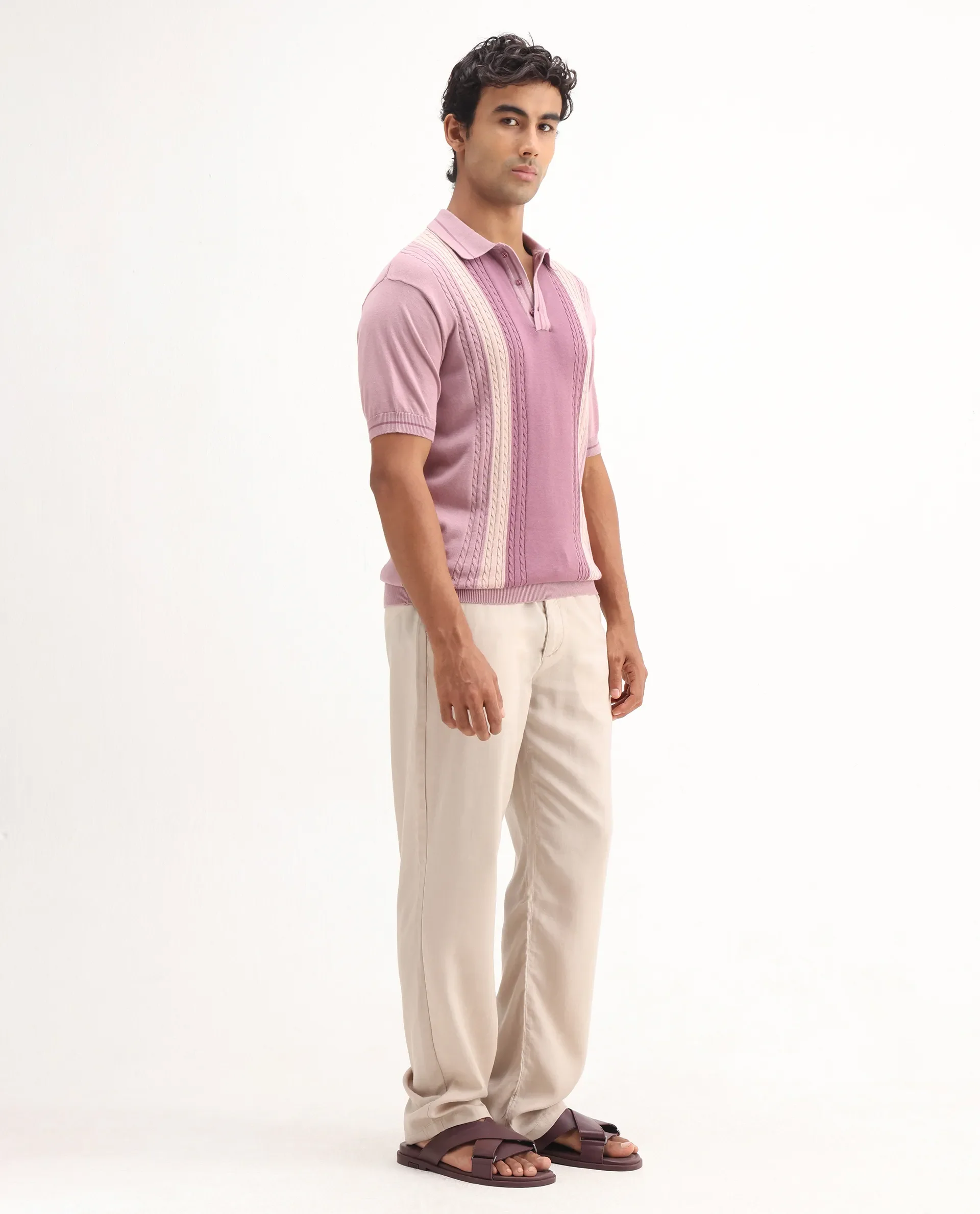 Rare Rabbit Men's Coft-B Beige Linen Blend Plain Loose Fit Trouser - Image 5