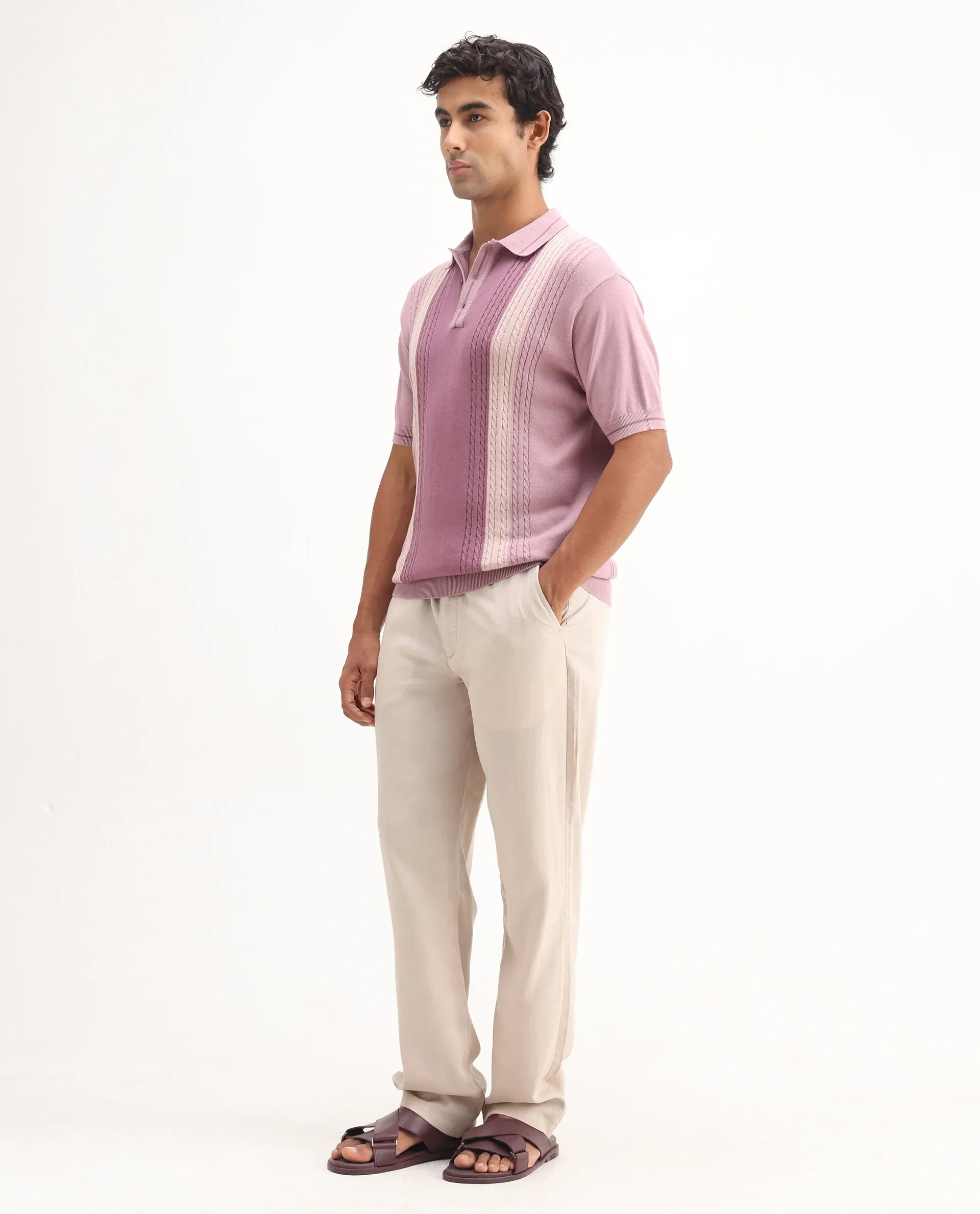 Rare Rabbit Men's Coft-B Beige Linen Blend Plain Loose Fit Trouser - Image 7