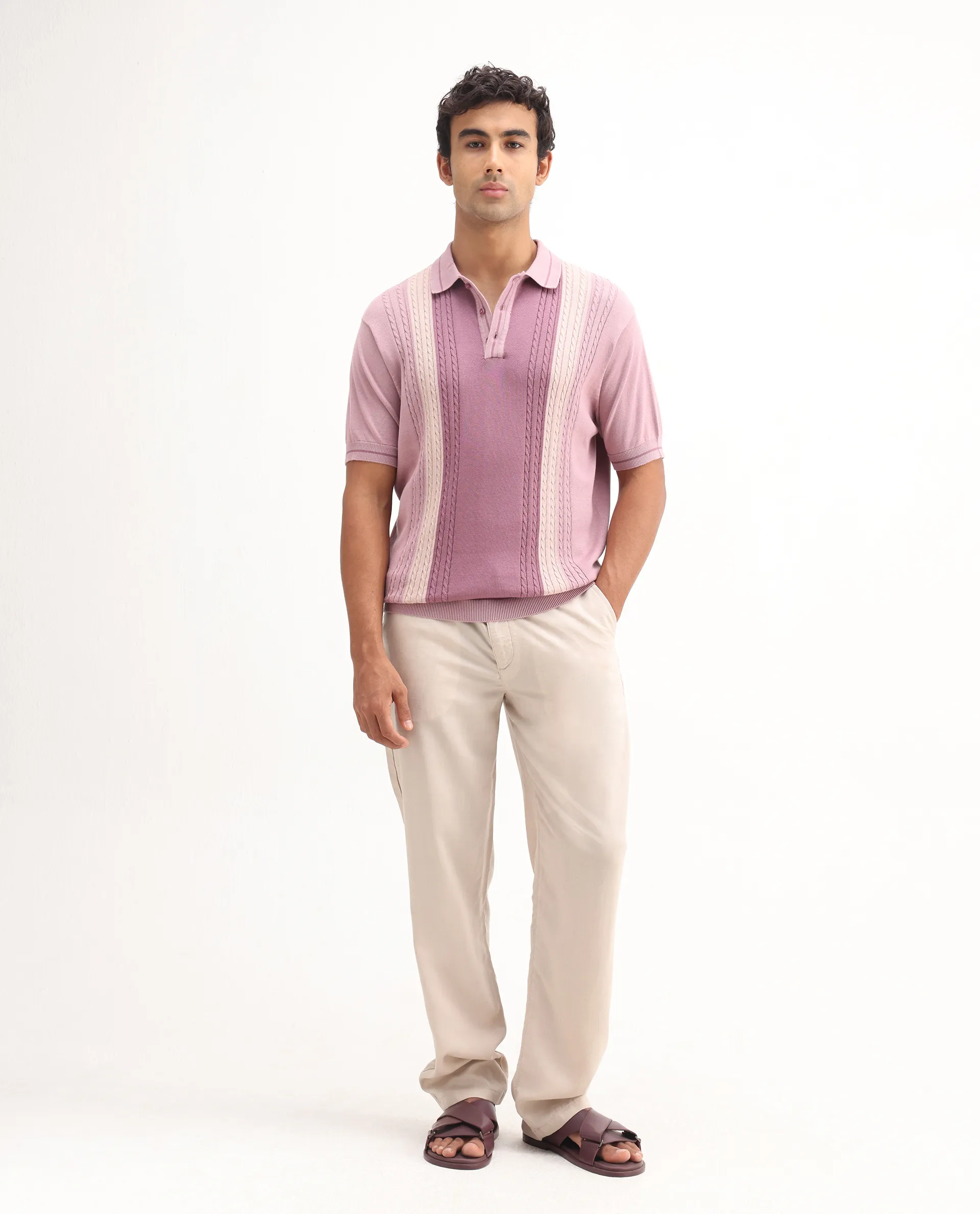 Rare Rabbit Men's Coft-B Beige Linen Blend Plain Loose Fit Trouser - Image 8
