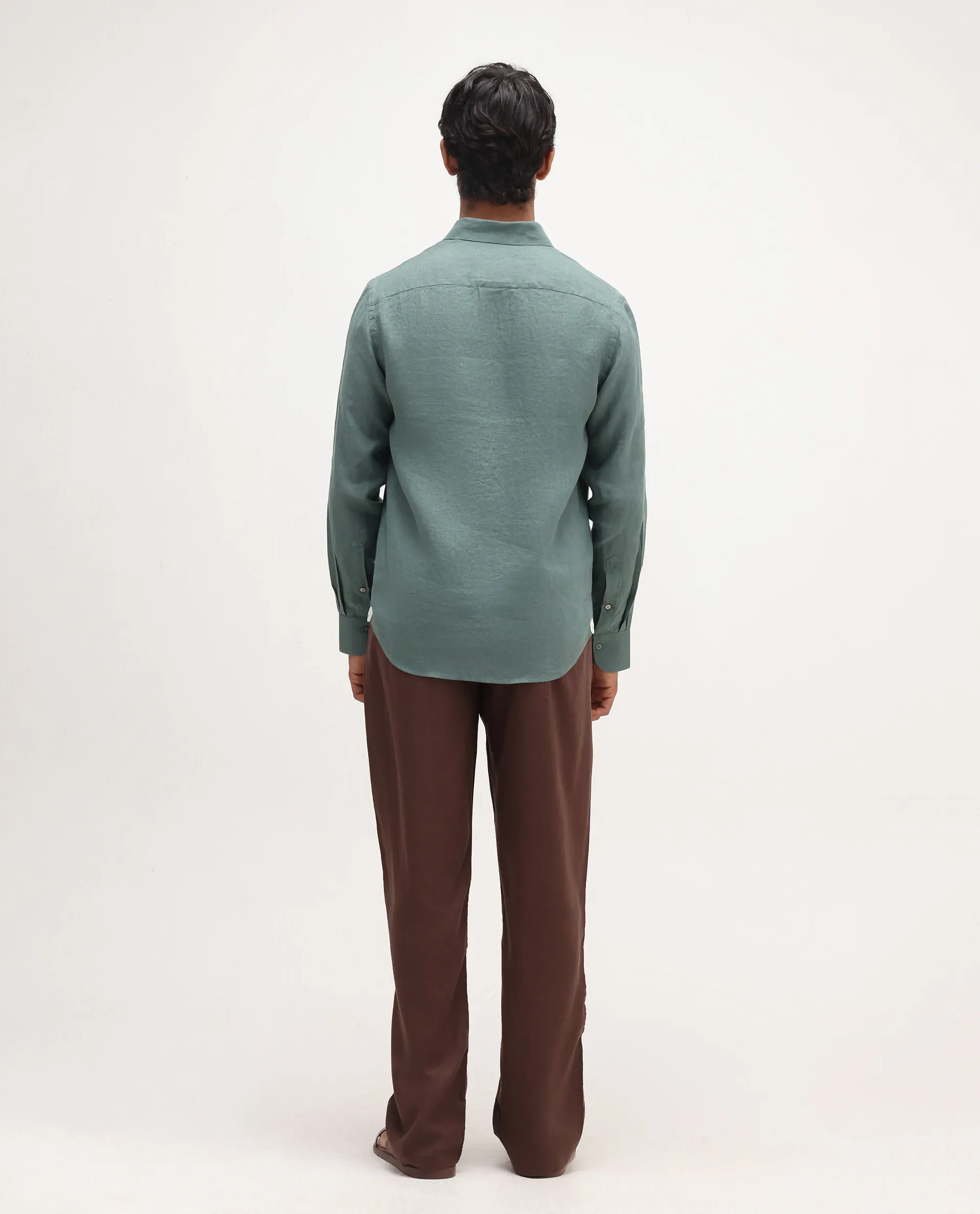 Rare Rabbit Men's Coft-B Brown Linen Blend Plain Loose Fit Trouser - Image 8