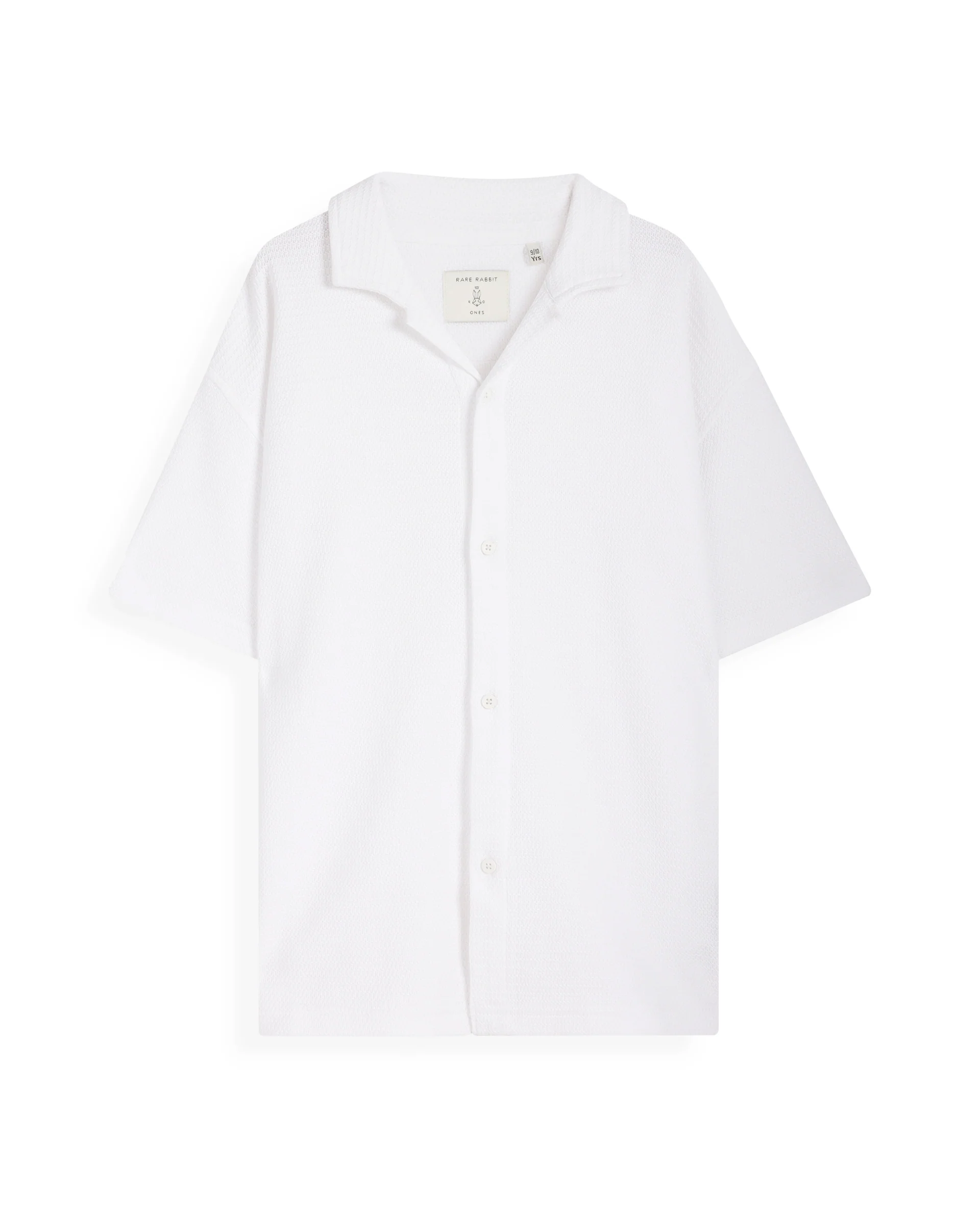 Rare Ones Kids Colen White Jacquard Half Sleeves Cuban Collar Boxy Fit Shirt - Image 2