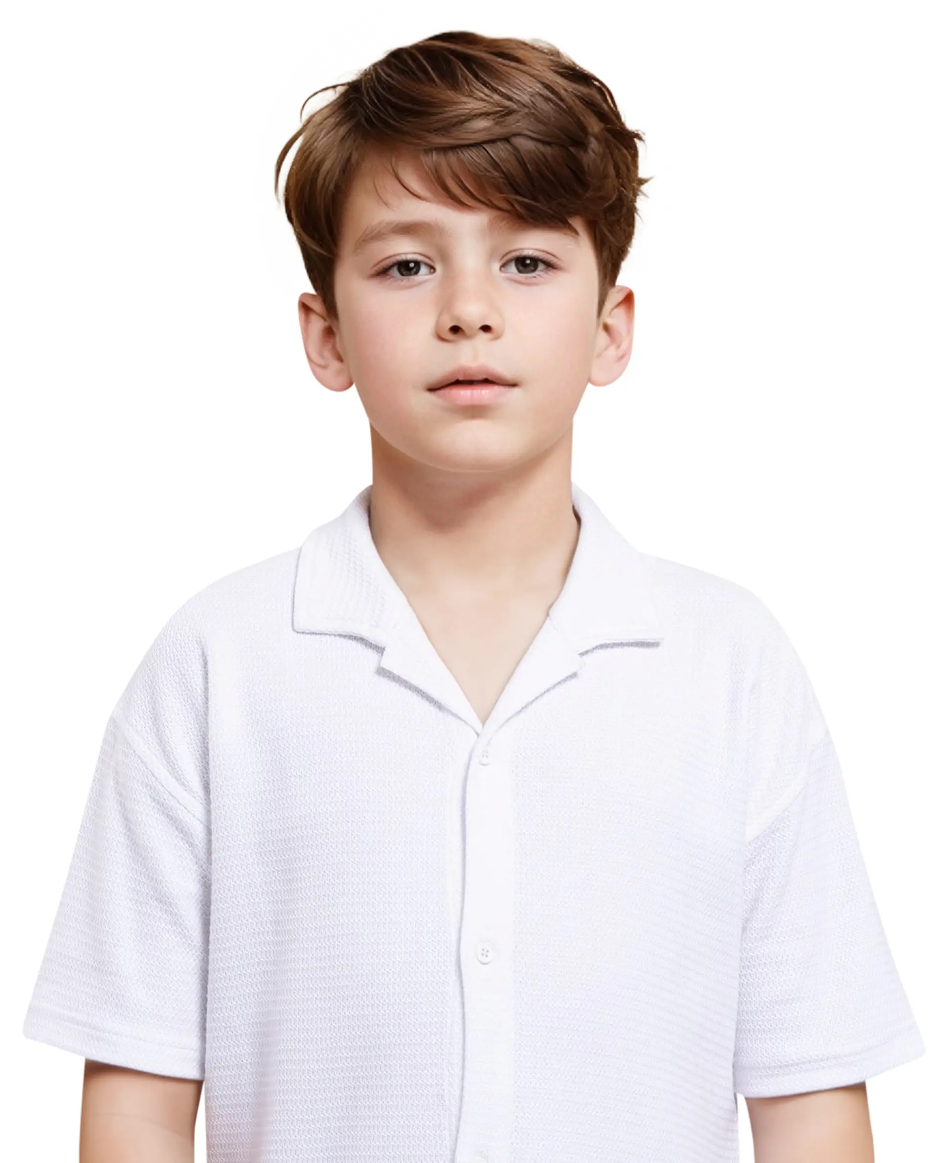 Rare Ones Kids Colen White Jacquard Half Sleeves Cuban Collar Boxy Fit Shirt - Image 8