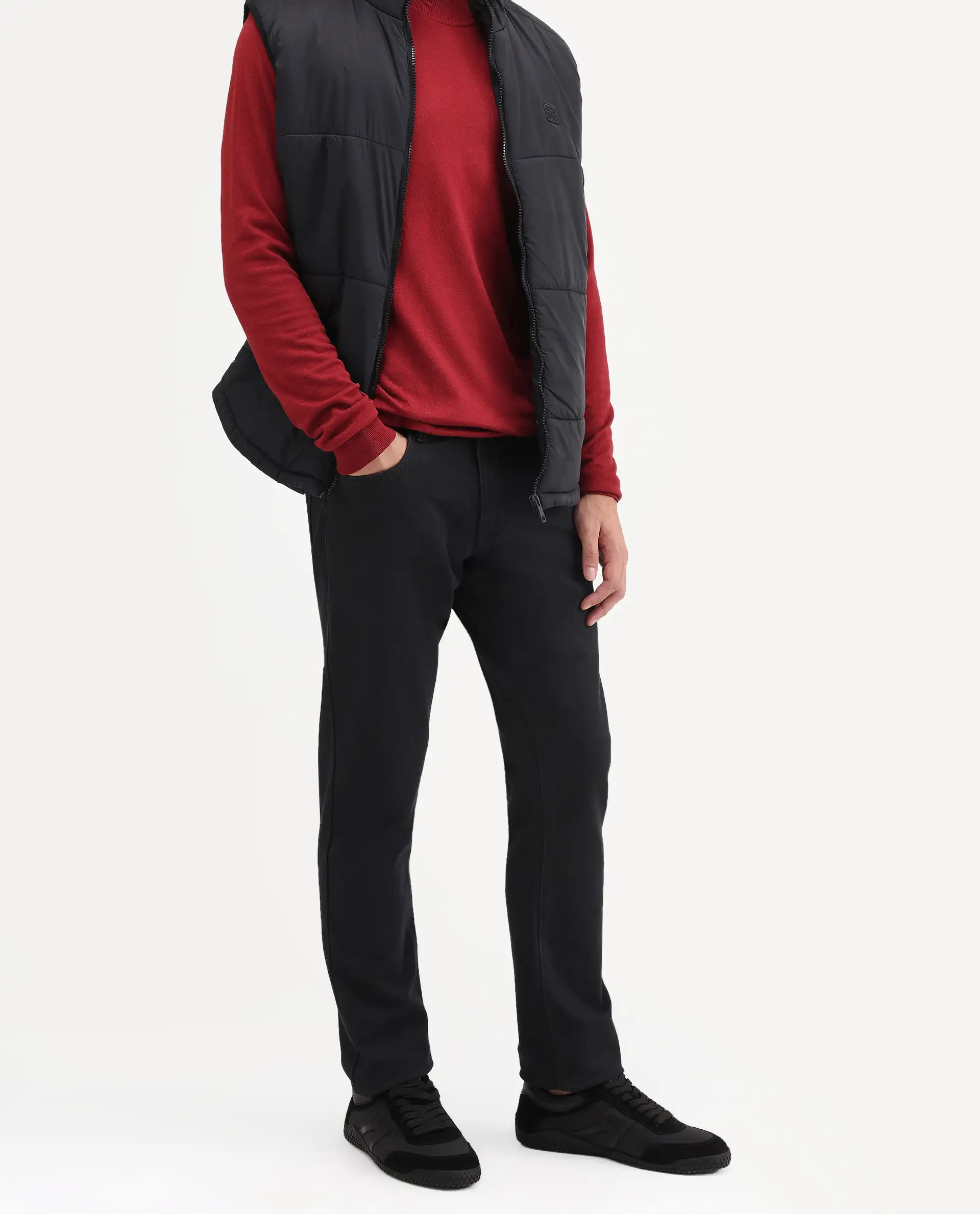 Rare Rabbit Men's Colex Black Cotton Blend Fabric Shank And Zipper Hawk Slim Plain Jeans - Image 2