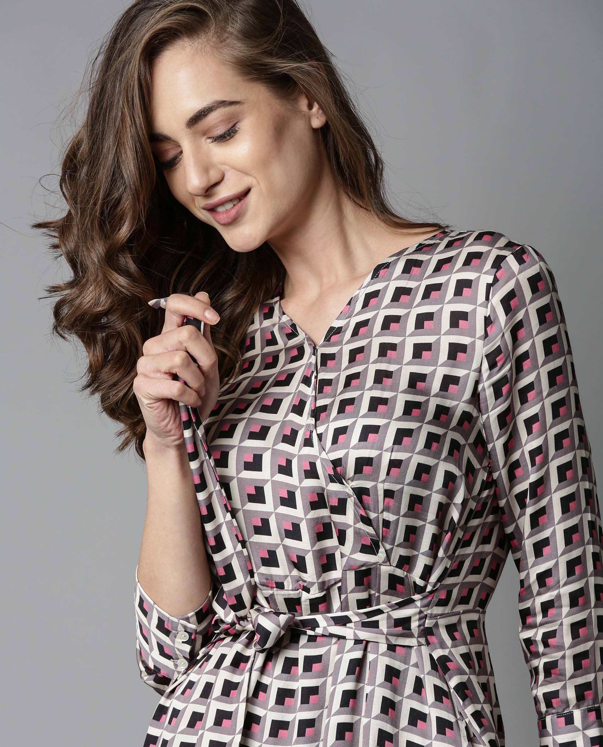 Rareism Women Colie Beige Dress Full Sleeves Solid - Image 2