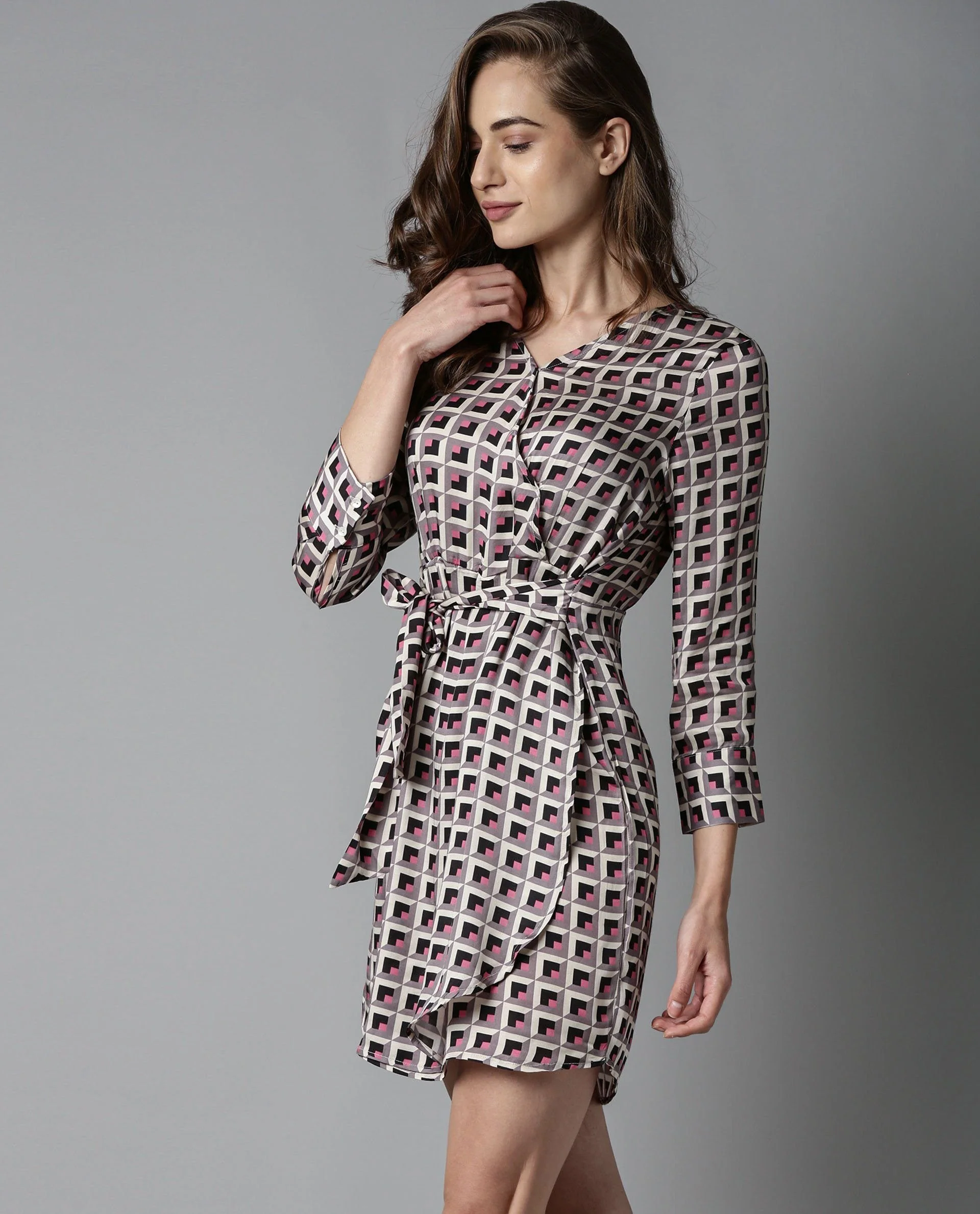 Rareism Women Colie Beige Dress Full Sleeves Solid - Image 3