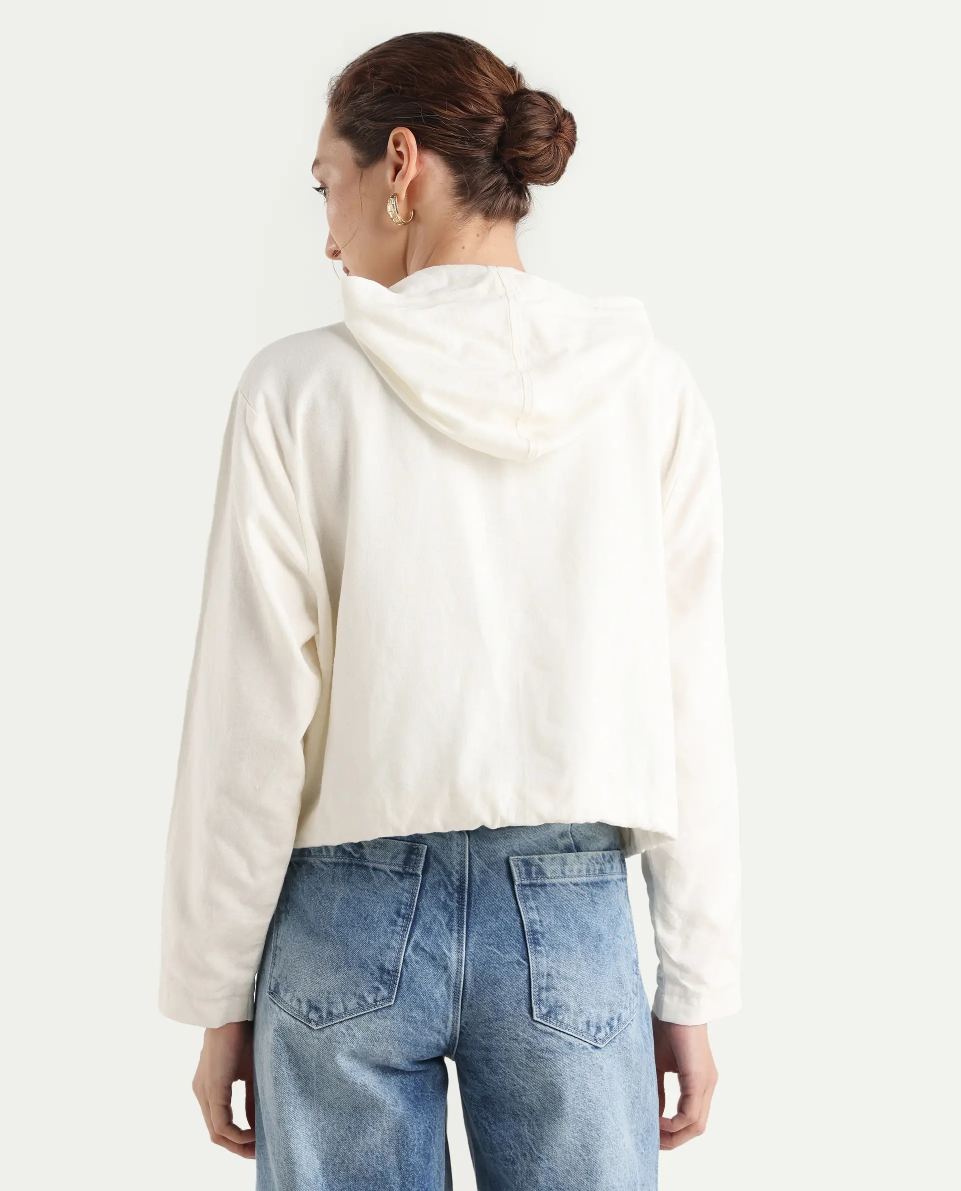Rareism Women's Colin-T Off White Linen Blend Hooded Regular Fit Jacket - Image 8