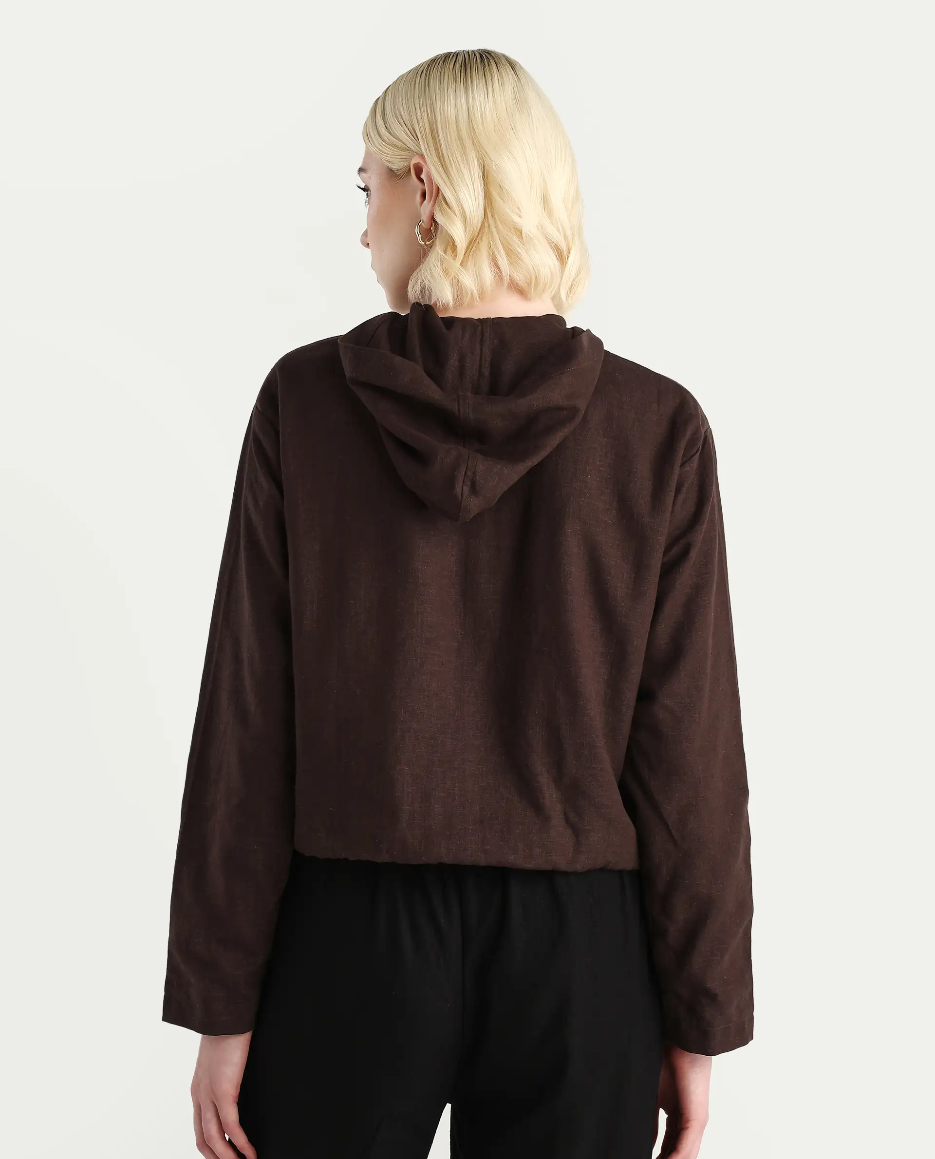 Rareism Women's Colin-T Prune Linen Blend Hooded Regular Fit Jacket - Image 7