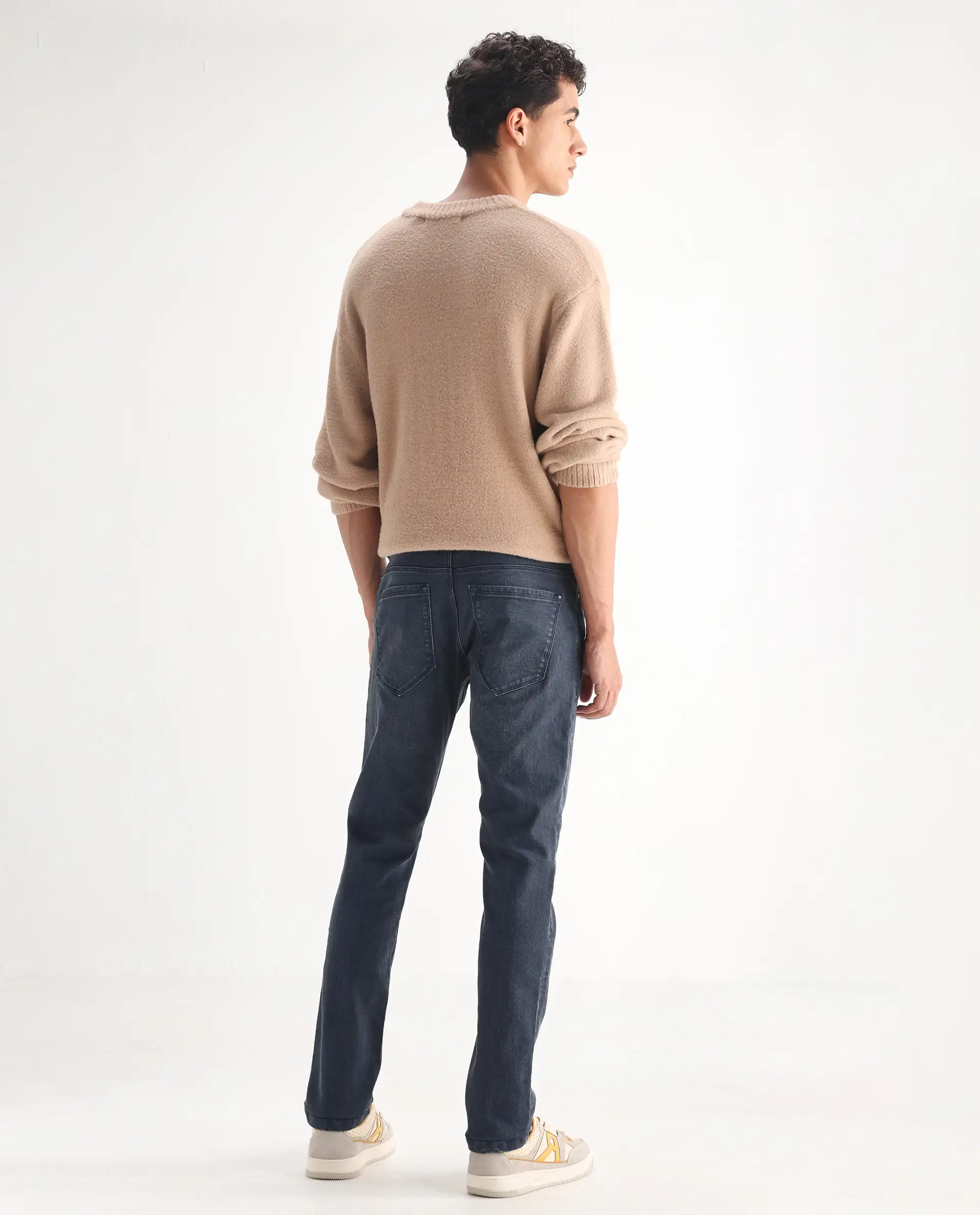 Rare Rabbit Men's Colmer Dusky Blue Cotton Plain Hawk Slim Fit Jeans - Image 9