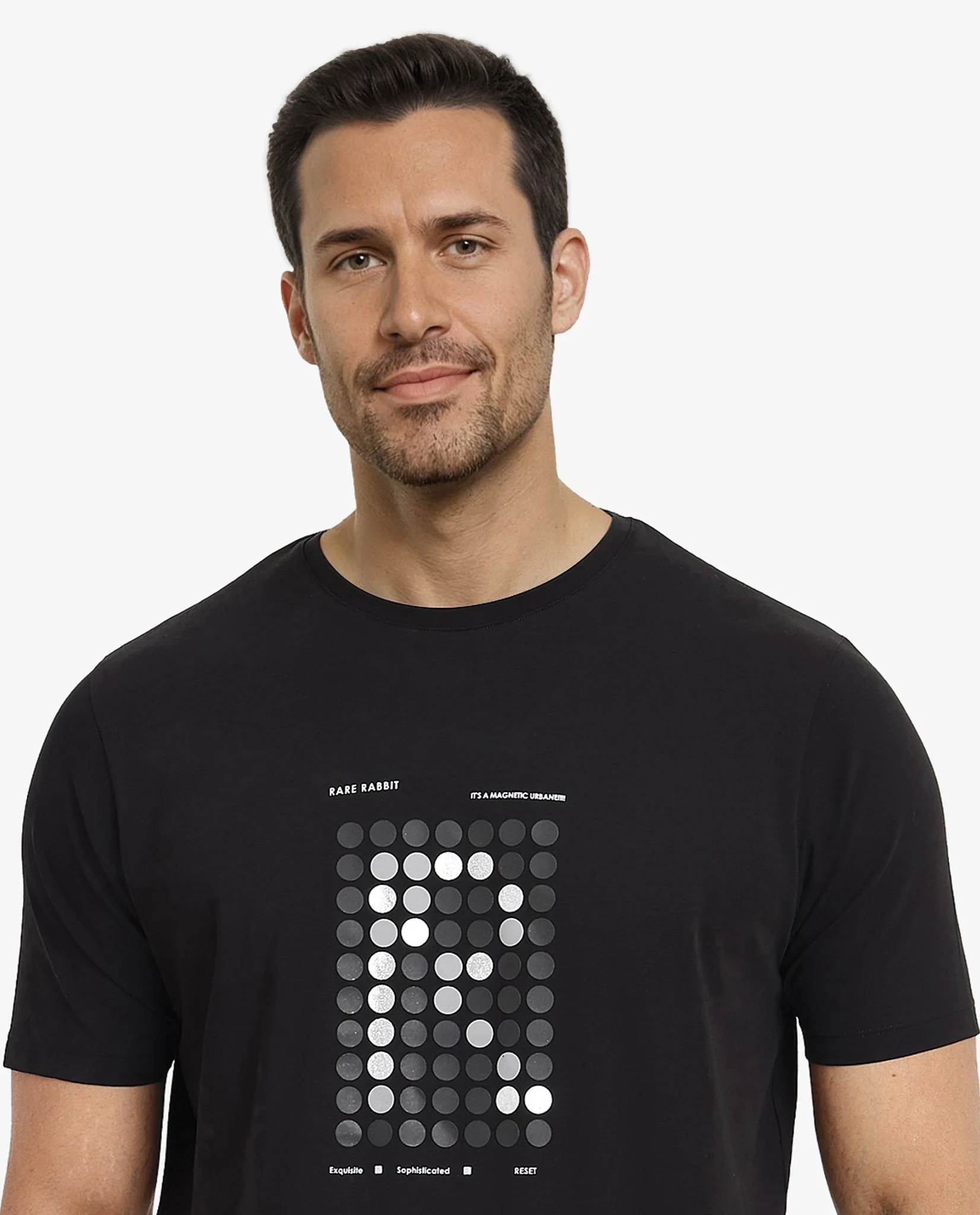 Rare Rabbit Men's Colos Black Cotton Graphic Print Regular Fit Half Sleeve Crew Neck T-Shirt - Image 7