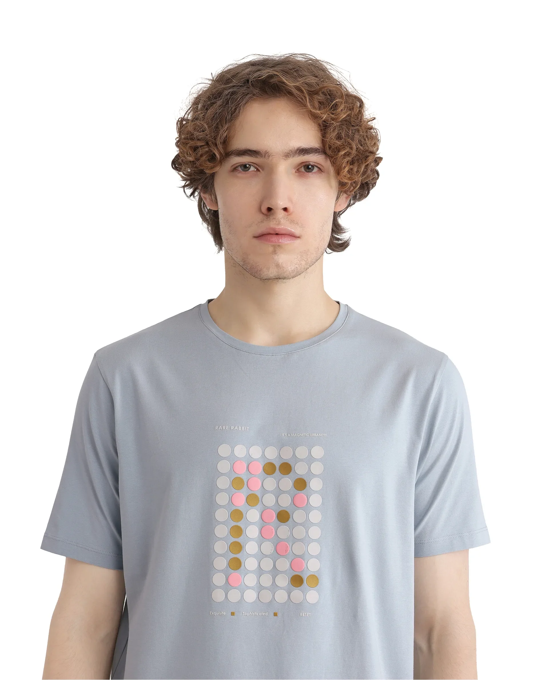Rare Rabbit Men's Colos Light Blue Cotton Blend Graphic Print Regular Fit Half Sleeve Crew Neck T-Shirt - Image 7