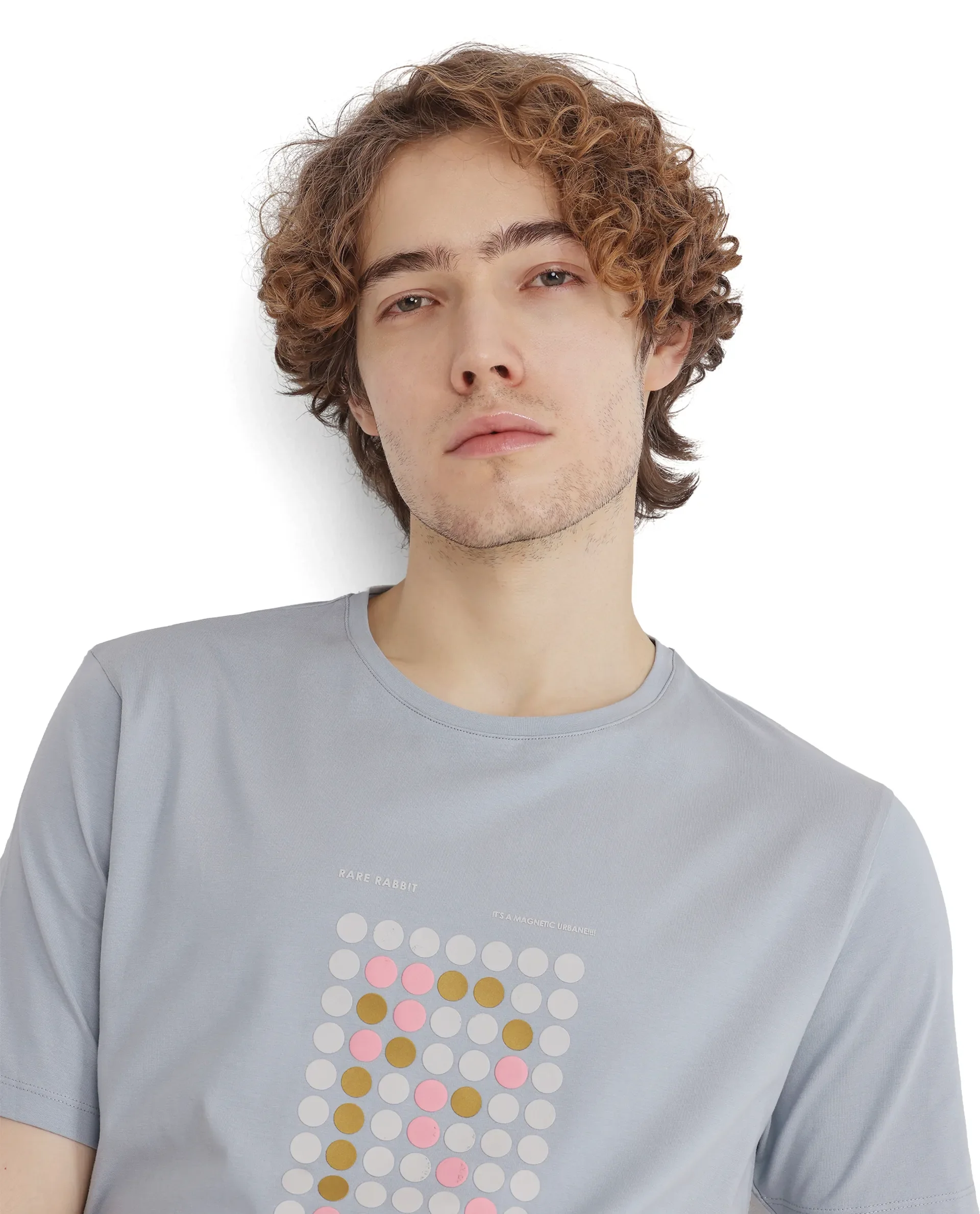 Rare Rabbit Men's Colos Light Blue Cotton Blend Graphic Print Regular Fit Half Sleeve Crew Neck T-Shirt - Image 9