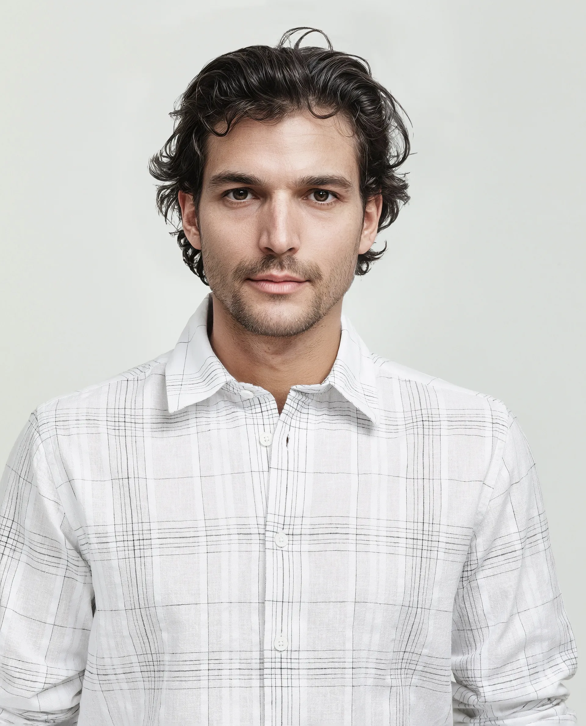 Rare Rabbit Men's Cols White Cotton Checked Print Relaxed Fit Full Sleeve Collared Shirt - Image 7