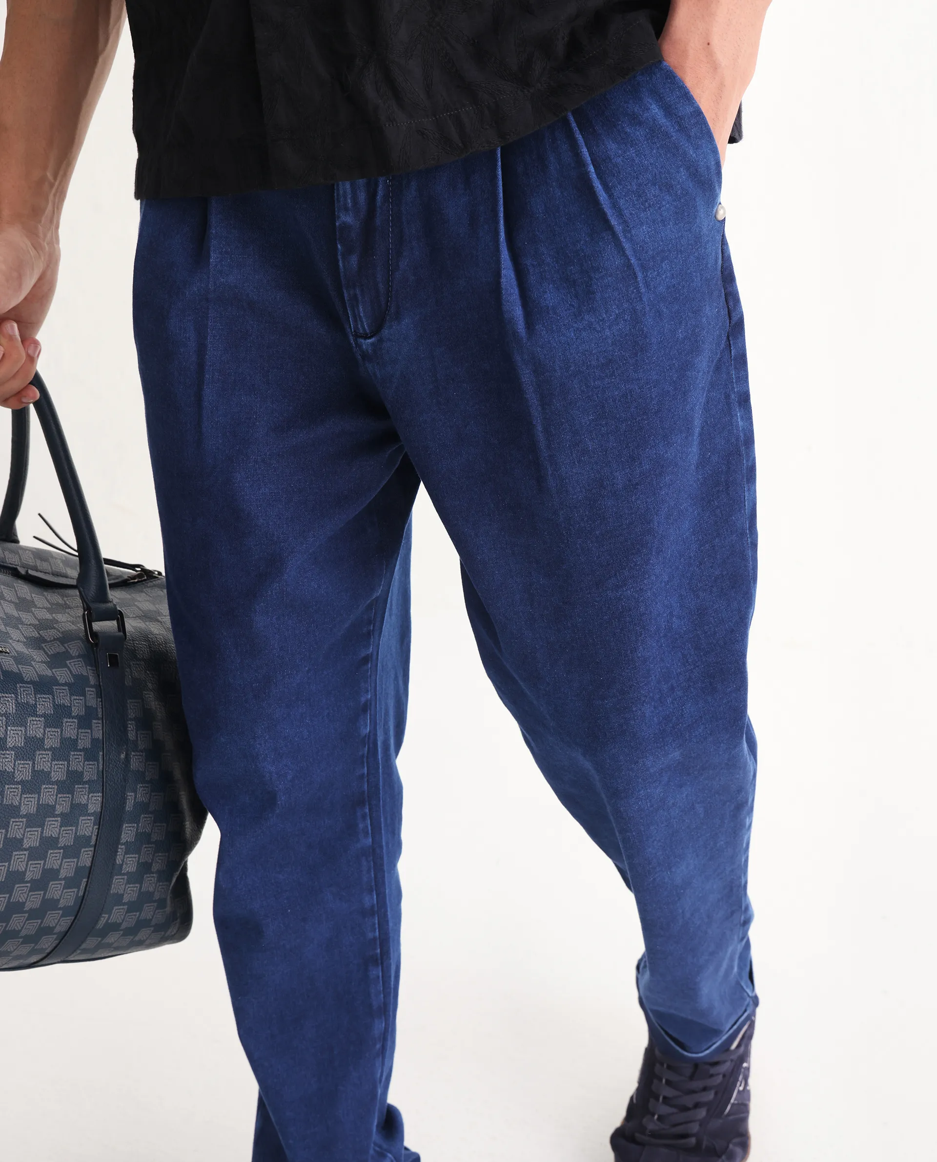 Rare Rabbit Men's Colt Blue Polyester Plain Lenny Straight Fit Jeans - Image 2