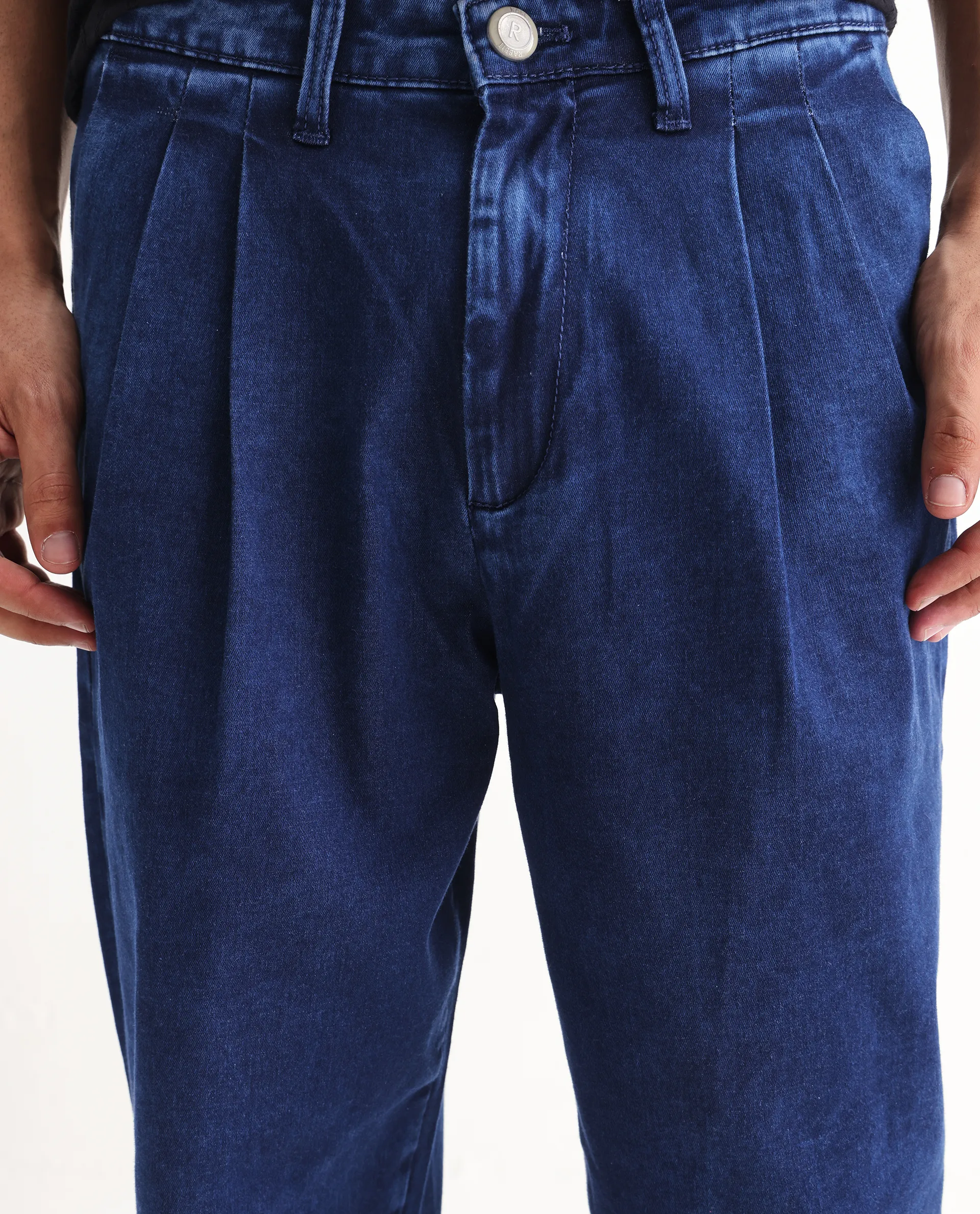 Rare Rabbit Men's Colt Blue Polyester Plain Lenny Straight Fit Jeans - Image 3