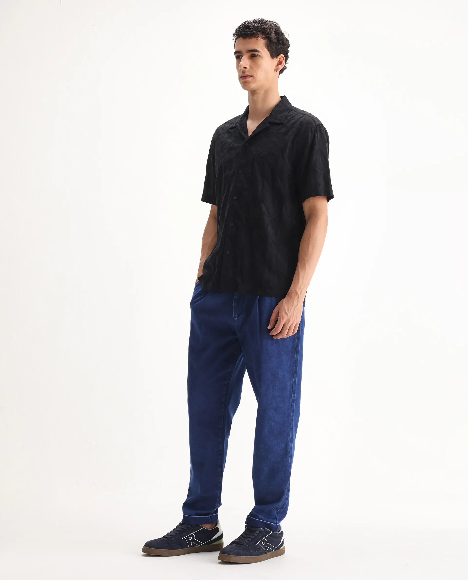 Rare Rabbit Men's Colt Blue Polyester Plain Lenny Straight Fit Jeans - Image 4