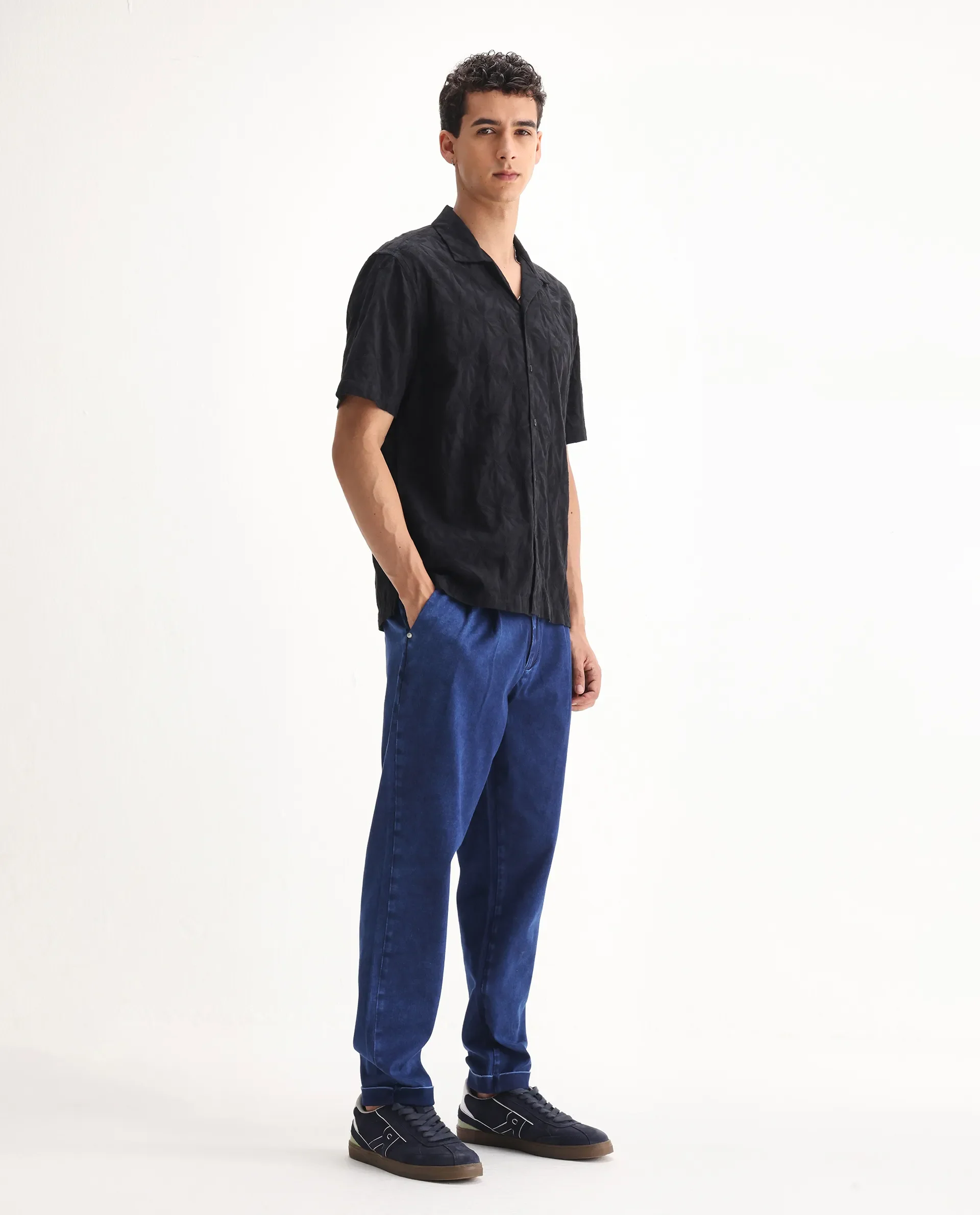 Rare Rabbit Men's Colt Blue Polyester Plain Lenny Straight Fit Jeans - Image 5