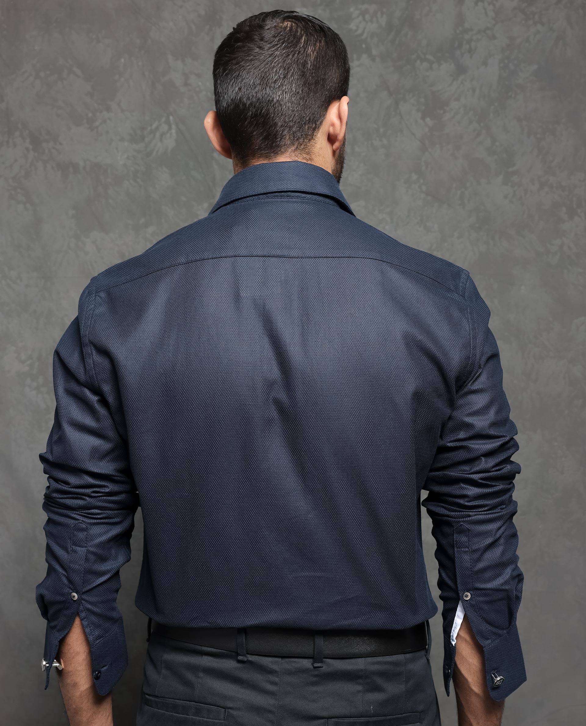 Rare Rabbit Men's Comb-1 Navy Cotton Plain Regular Fit Full Sleeve Spread Collar Shirt - Image 9