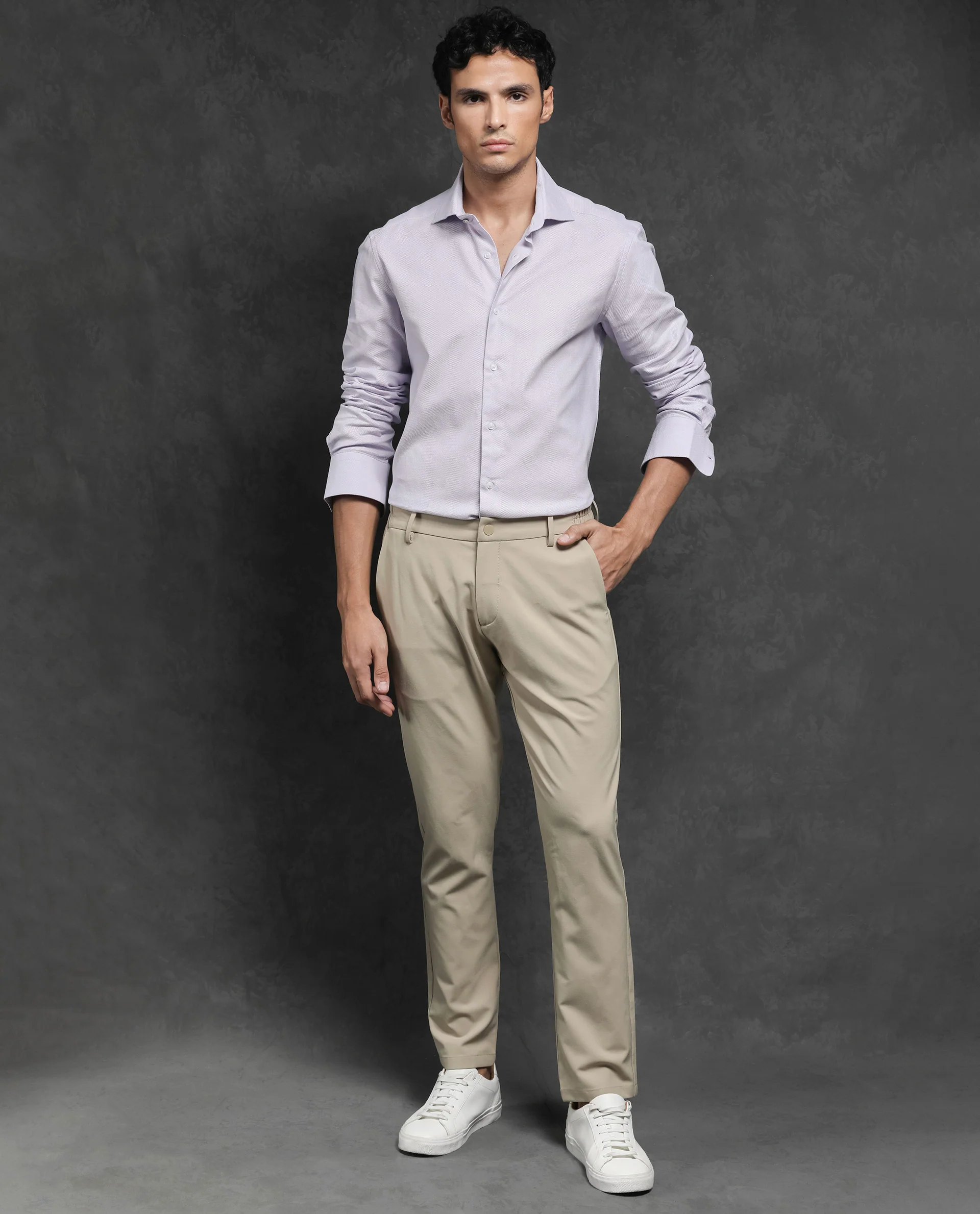 Rare Rabbit Men's Comb-1 Pastel Purple Cotton Plain Regular Fit Full Sleeve Collared Shirt - Image 4