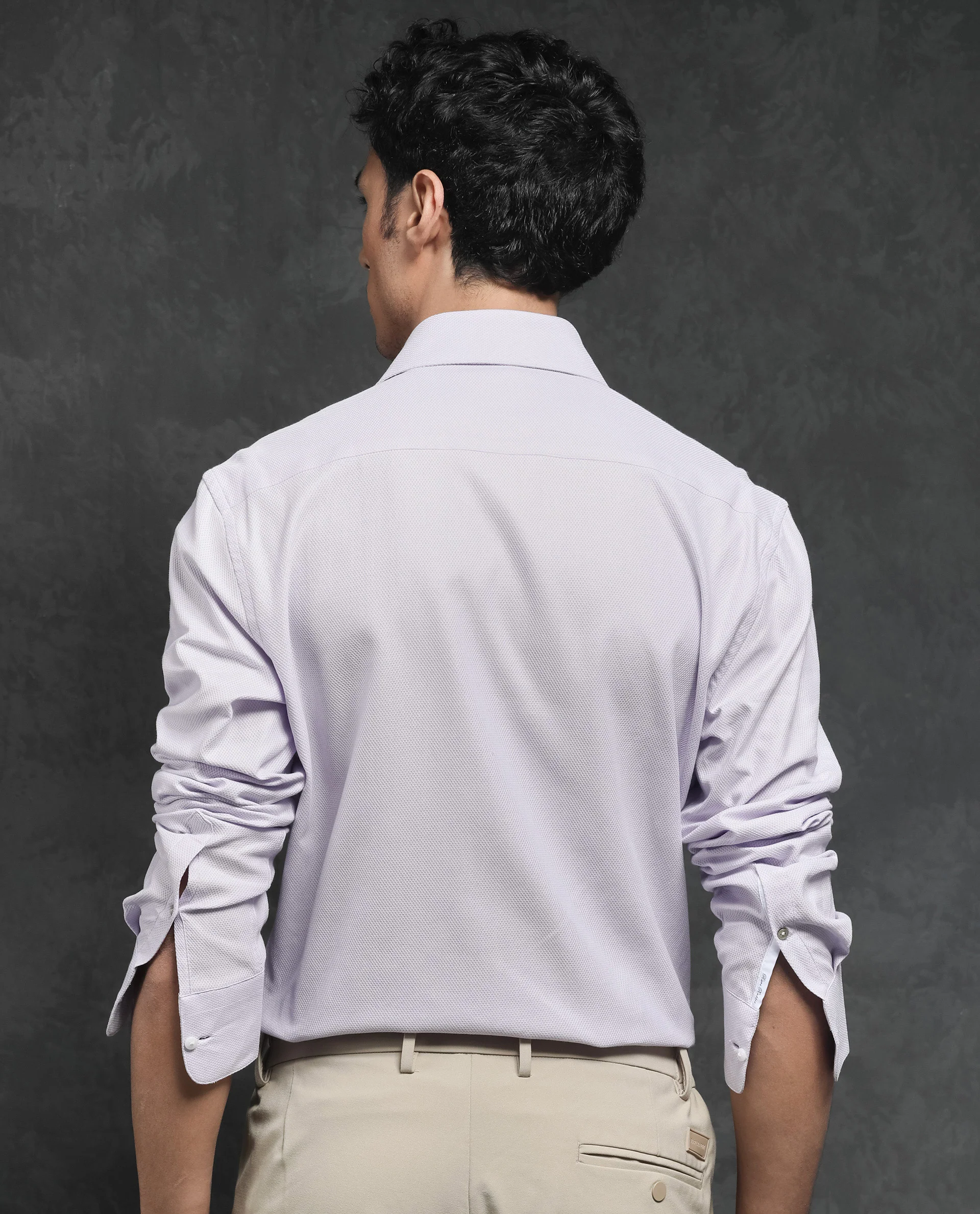 Rare Rabbit Men's Comb-1 Pastel Purple Cotton Plain Regular Fit Full Sleeve Collared Shirt - Image 9