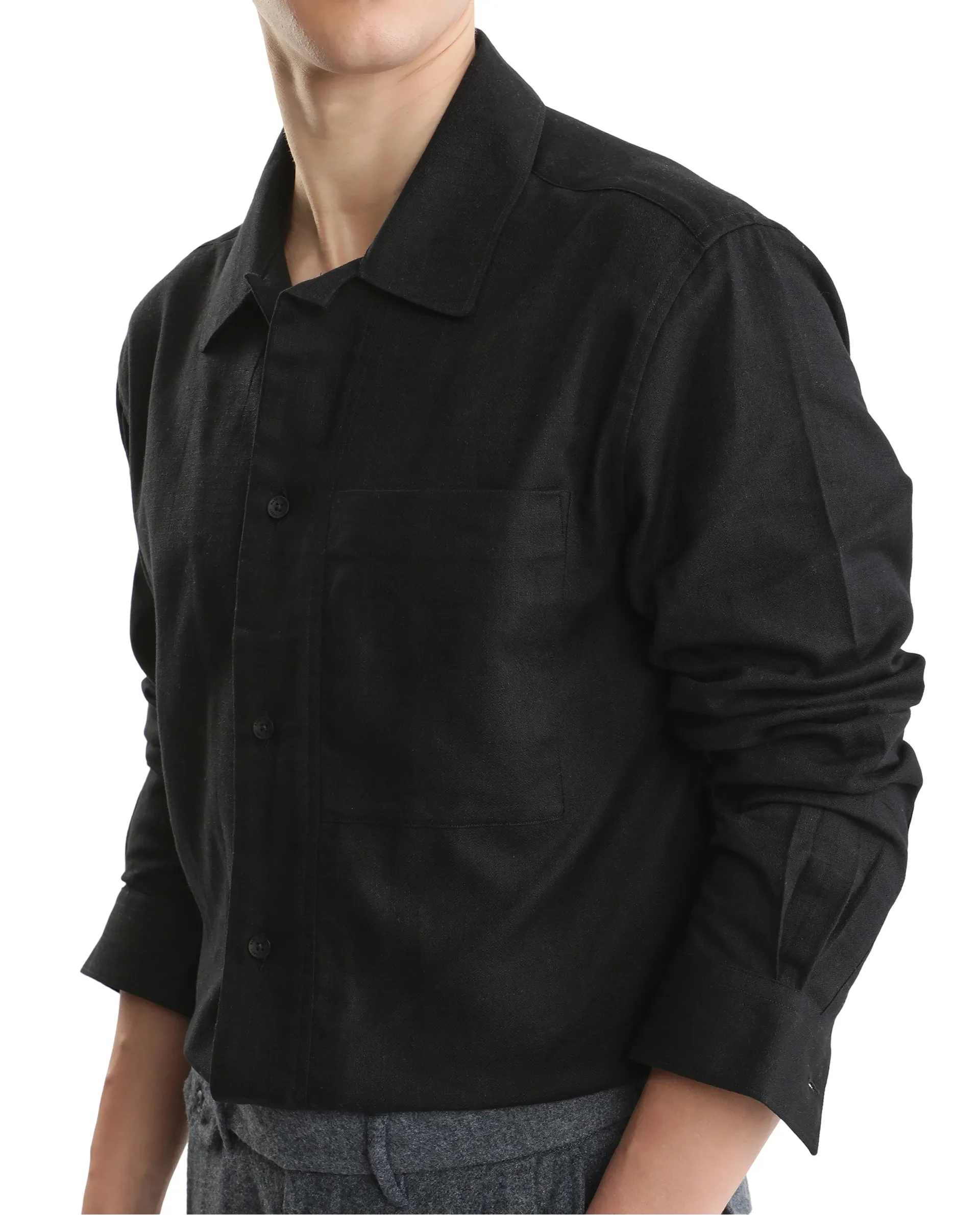 Rare Rabbit Men's Combi Black Cotton Blend Plain Regular Fit Full Sleeve Collared Shirt - Image 3