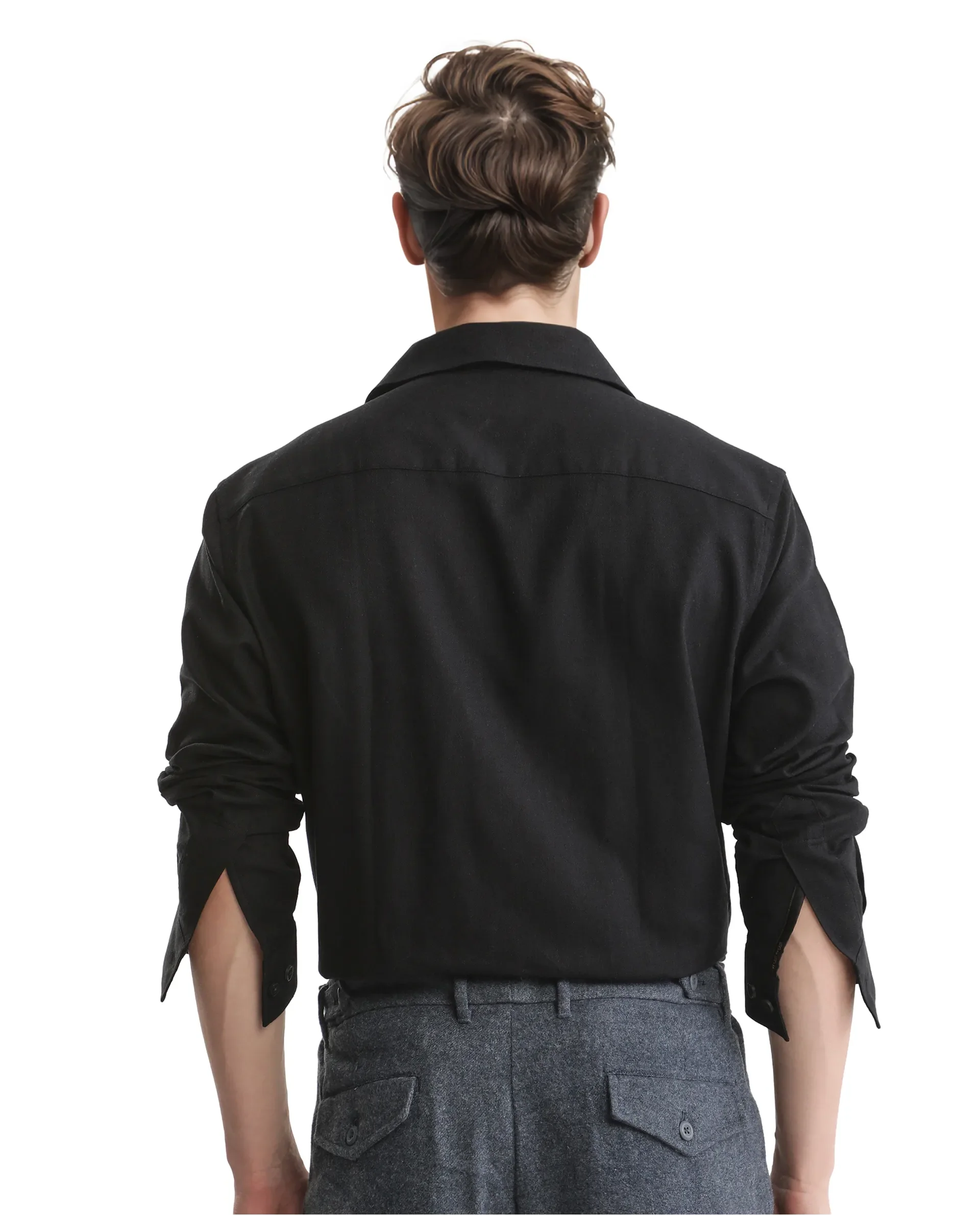 Rare Rabbit Men's Combi Black Cotton Blend Plain Regular Fit Full Sleeve Collared Shirt - Image 4
