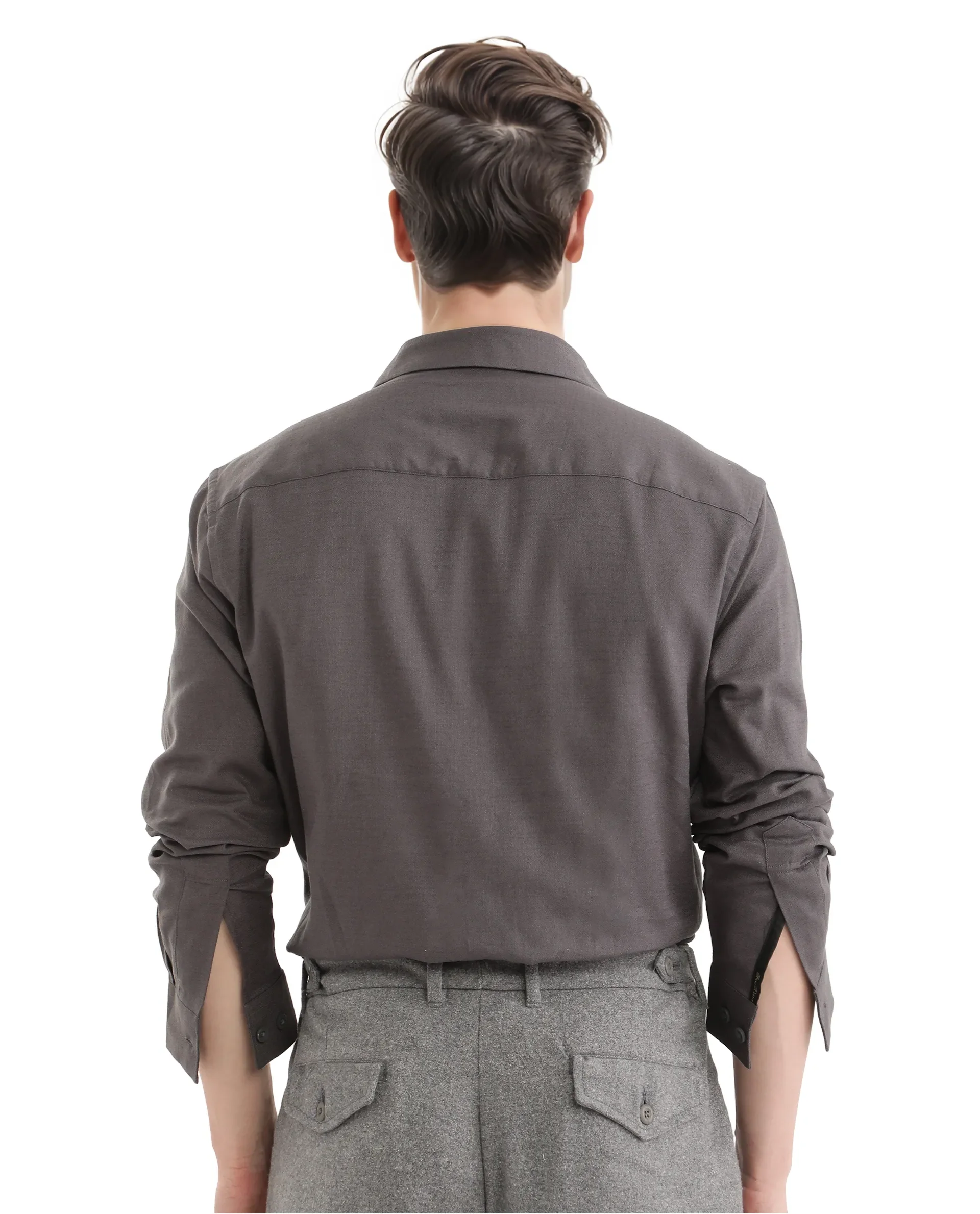 Rare Rabbit Men's Combi Dark Grey Cotton Blend Plain Regular Fit Full Sleeve Collared Shirt - Image 5