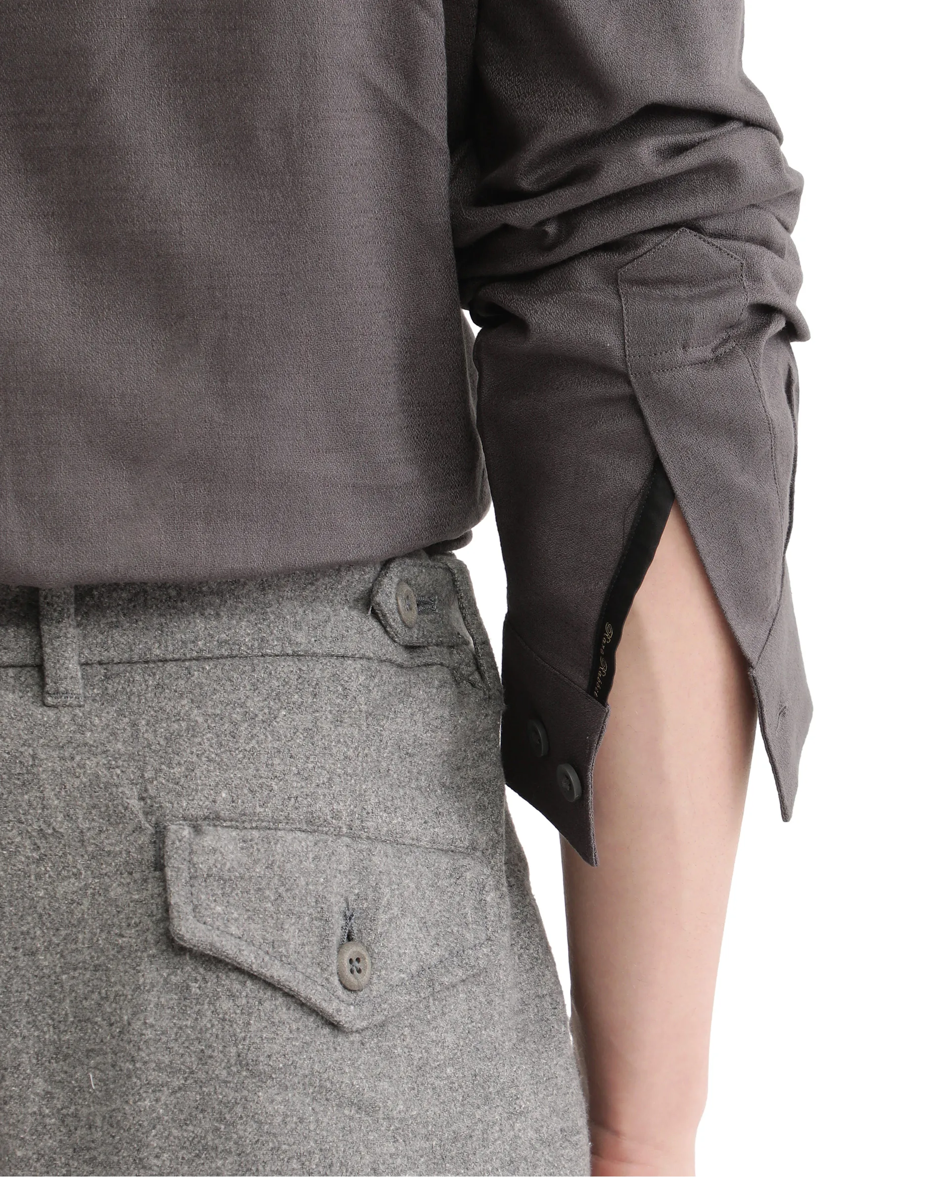 Rare Rabbit Men's Combi Dark Grey Cotton Blend Plain Regular Fit Full Sleeve Collared Shirt - Image 7