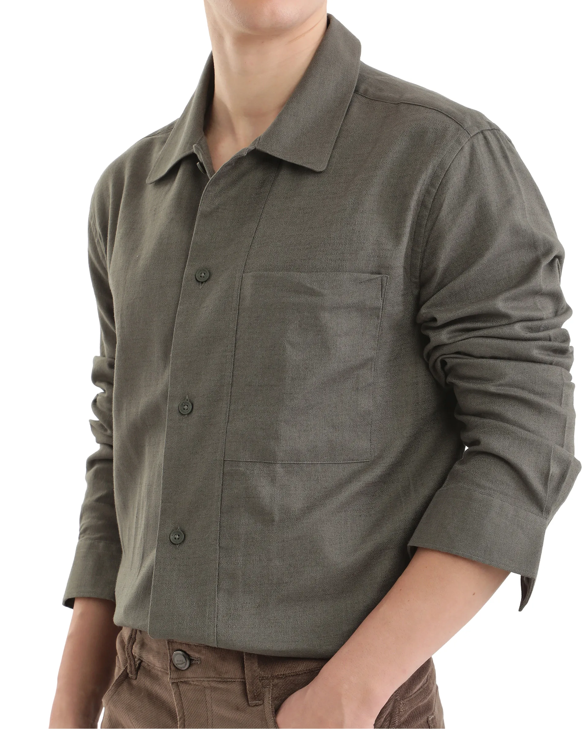 Rare Rabbit Men's Combi Olive Cotton Blend Plain Regular Fit Full Sleeve Collared Shirt - Image 8