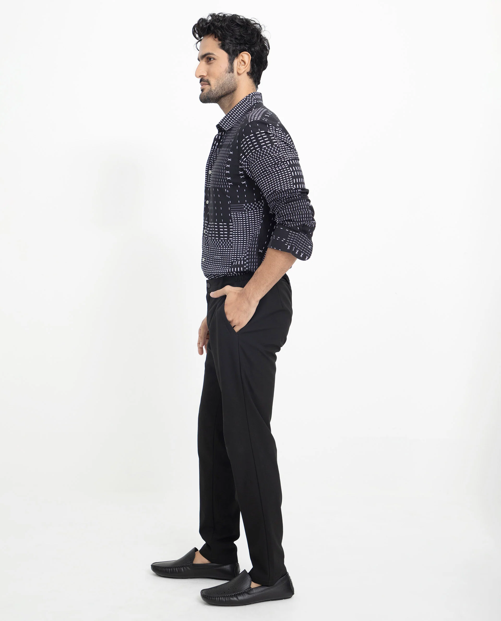 Rare Rabbit Men's Comica Black Viscose Geometric Print Regular Fit Full Sleeve Collared Shirt - Image 8