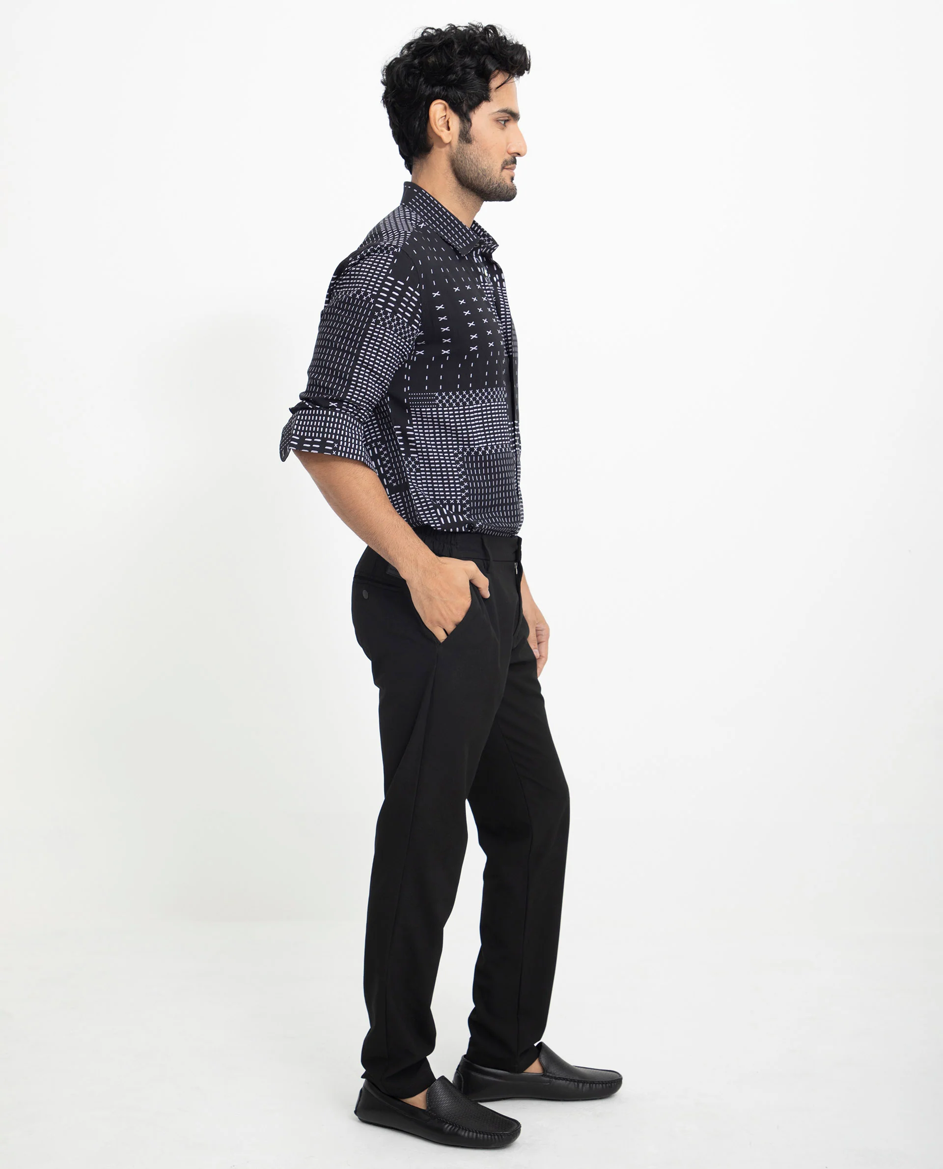 Rare Rabbit Men's Comica Black Viscose Geometric Print Regular Fit Full Sleeve Collared Shirt - Image 9