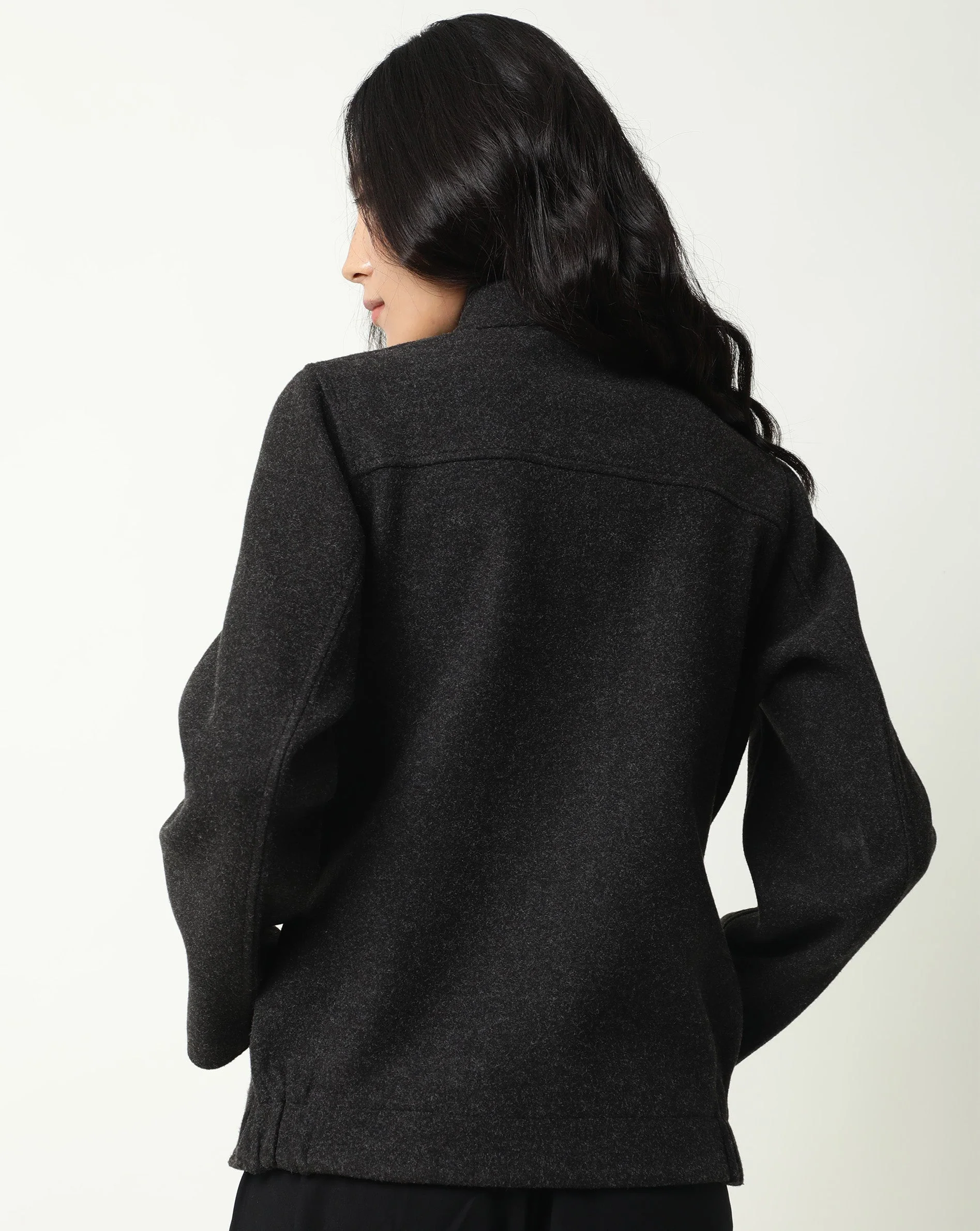 Rareism Women's Comico Black Polyester Mandarin Collar Plain Regular Fit Jacket - Image 10