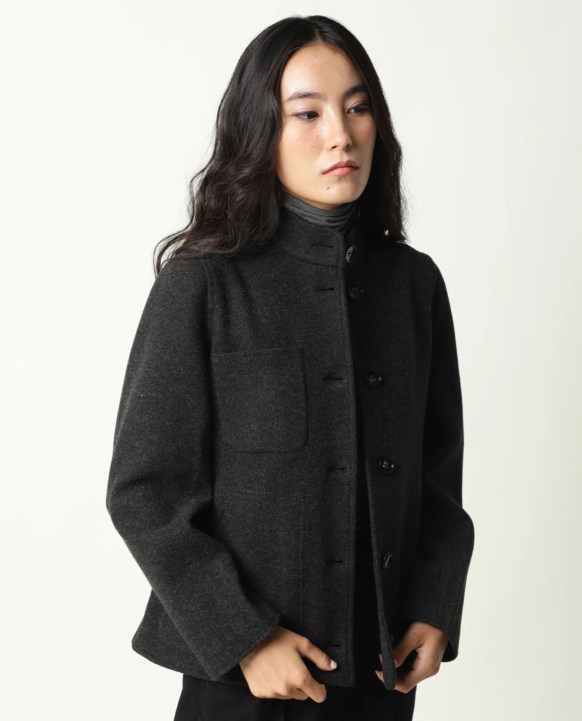 Rareism Women's Comico Black Polyester Mandarin Collar Plain Regular Fit Jacket - Image 6