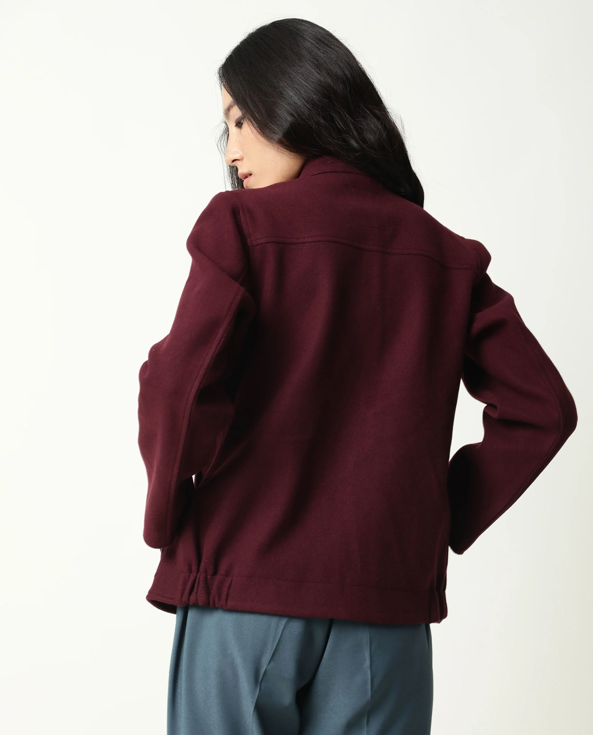 Rareism Women's Comico Maroon Polyester Mandarin Collar Plain Regular Fit Jacket - Image 12