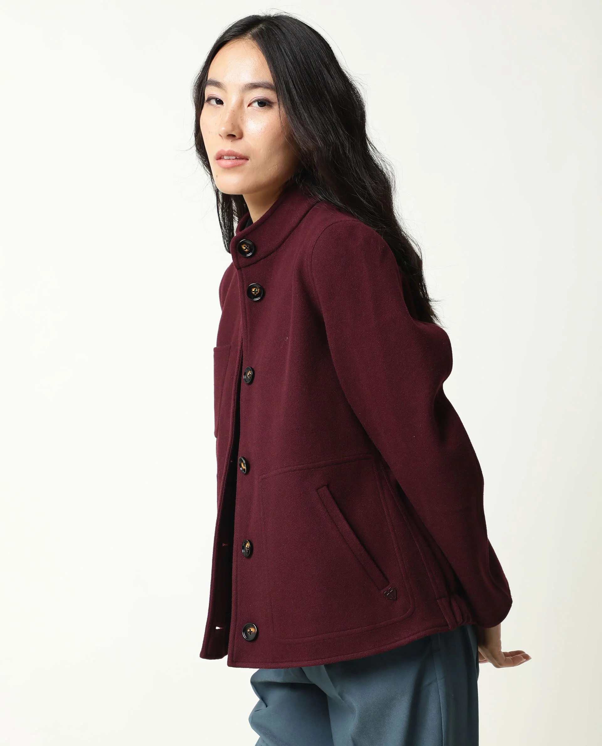 Rareism Women's Comico Maroon Polyester Mandarin Collar Plain Regular Fit Jacket - Image 7