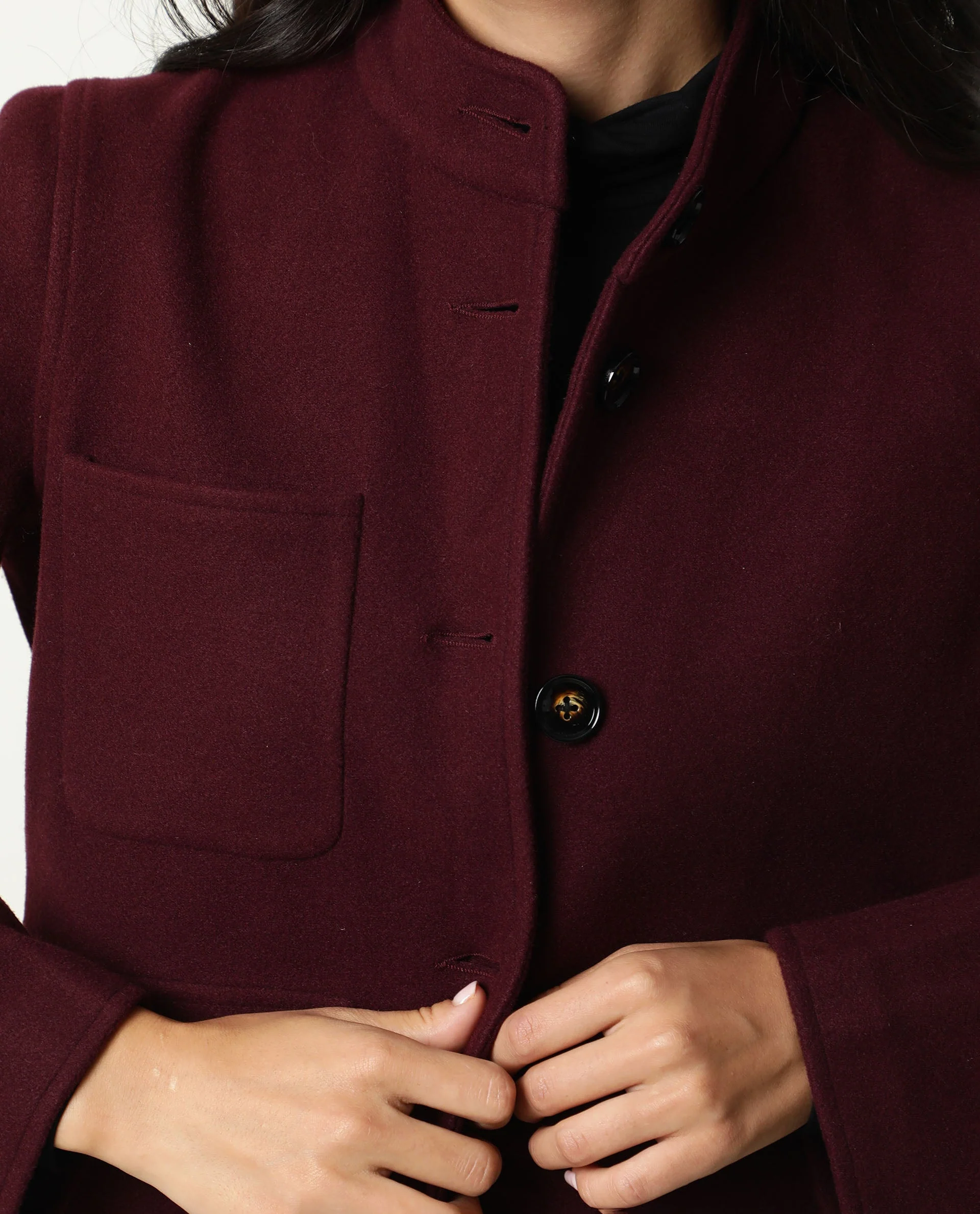 Rareism Women's Comico Maroon Polyester Mandarin Collar Plain Regular Fit Jacket - Image 9