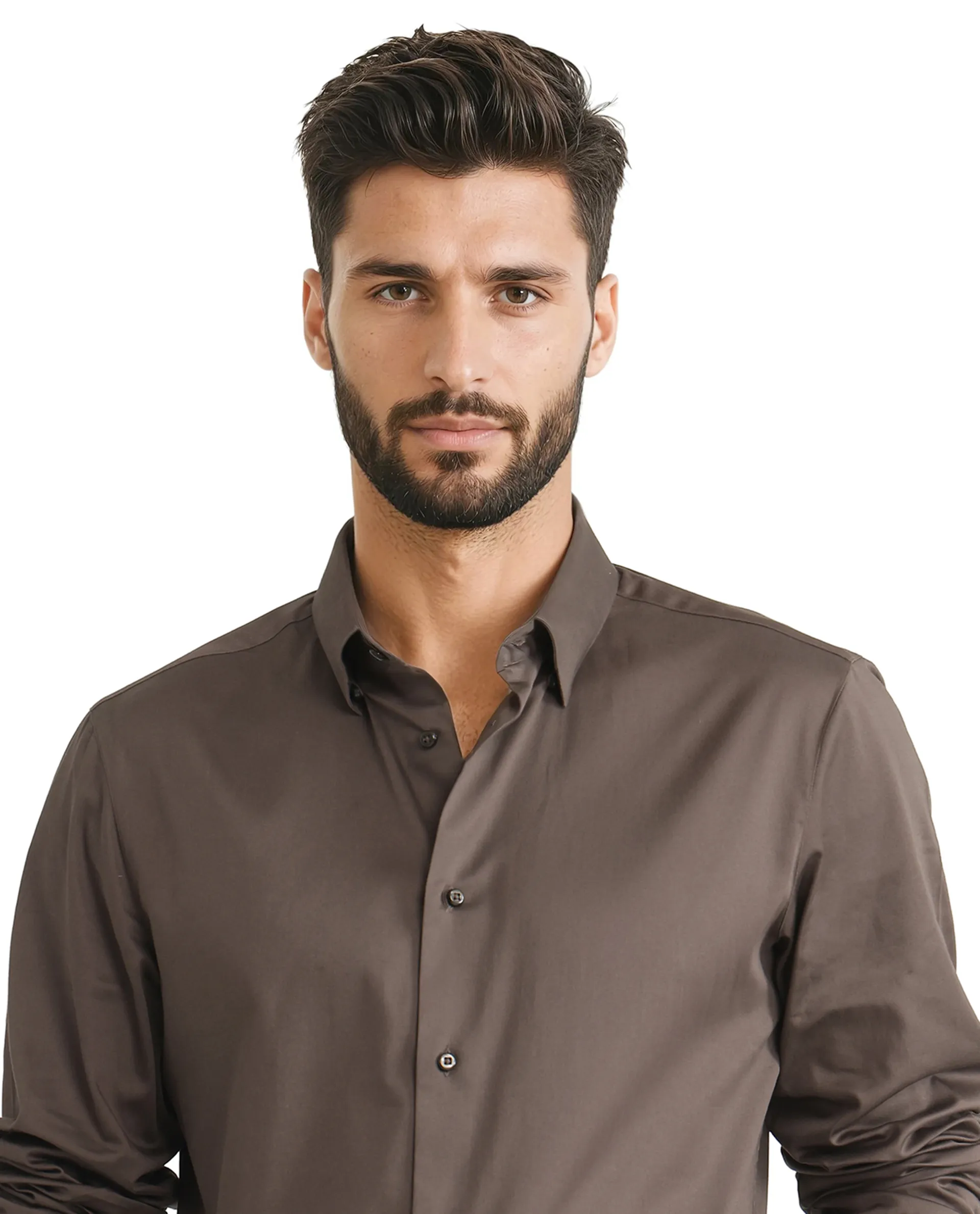 Rare Rabbit Men's Como 25 Dusky Olive Cotton Blend Plain Regular Fit Full Sleeve Collared Shirt - Image 6