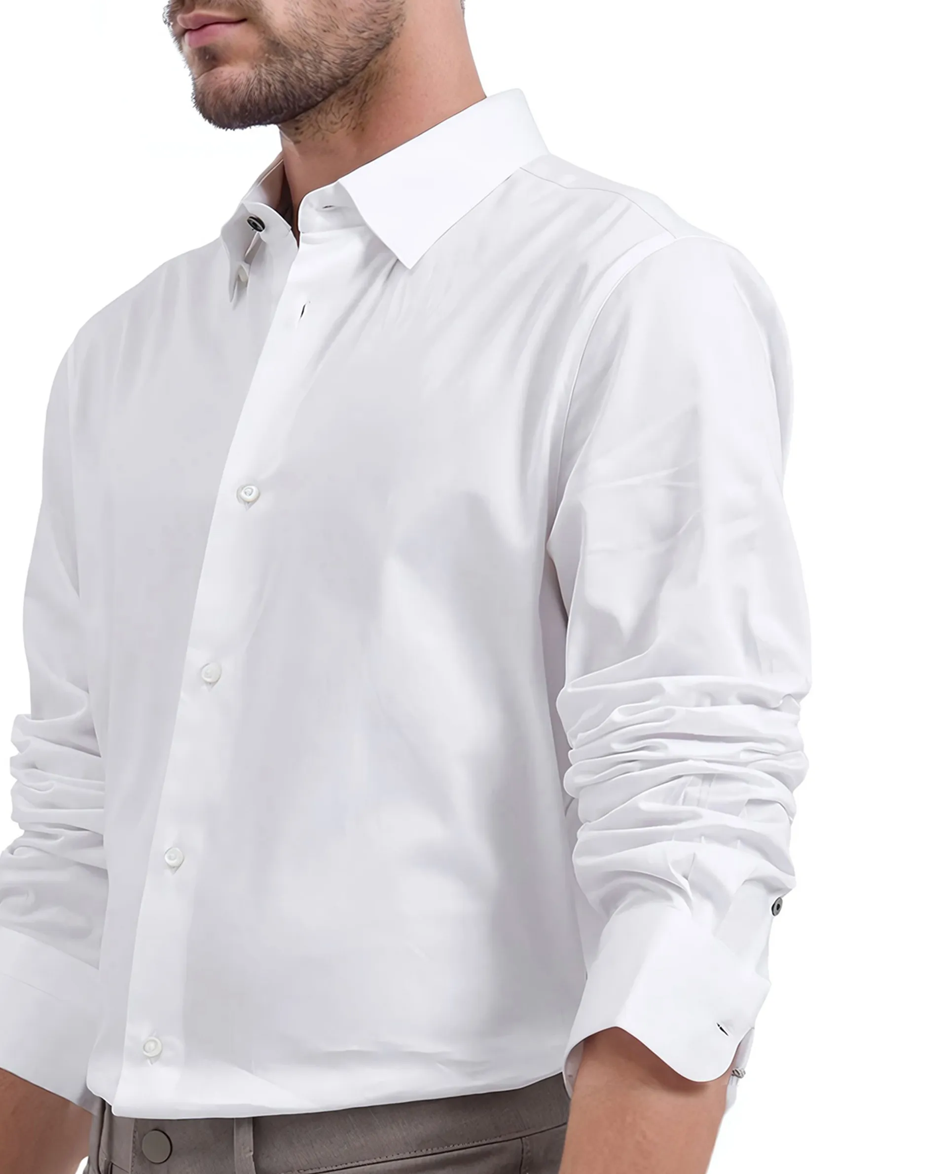 Rare Rabbit Men's Cotton Blend Plain Regular Fit Full Sleeve Collared Shirt - Image 6
