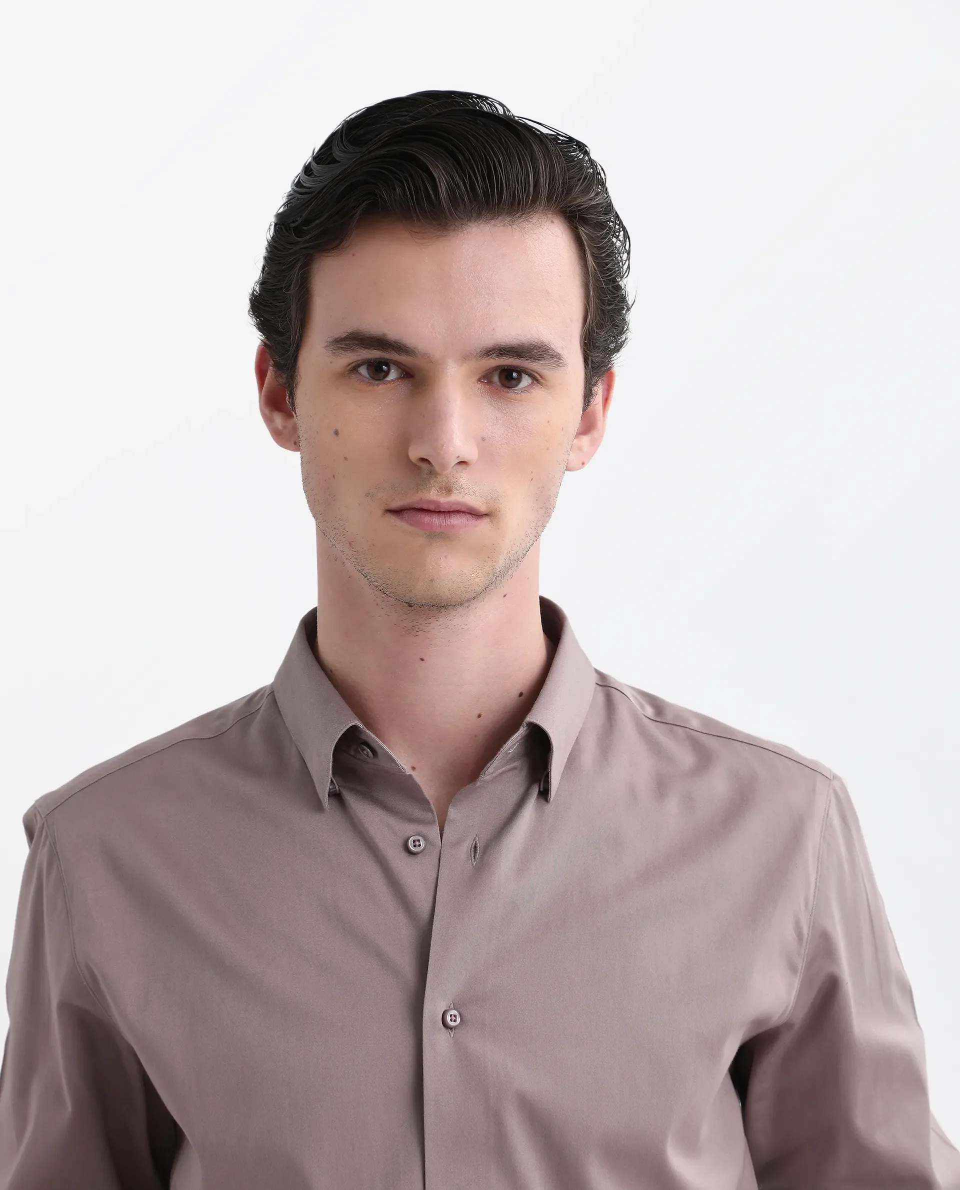 Rare Rabbit Men's Como-26 Dusky Pink Satin Plain Regular Fit Full Sleeve Collared Shirt - Image 6