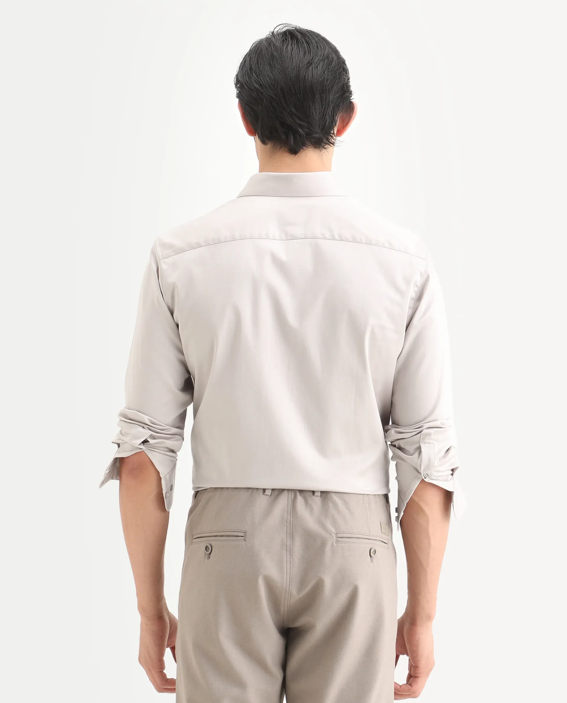 Rare Rabbit Men's Como-27 Dusky Beige Cotton Blend Fabric Full Sleeve Spread Collar Regular Fit Plain Shirt - Image 7