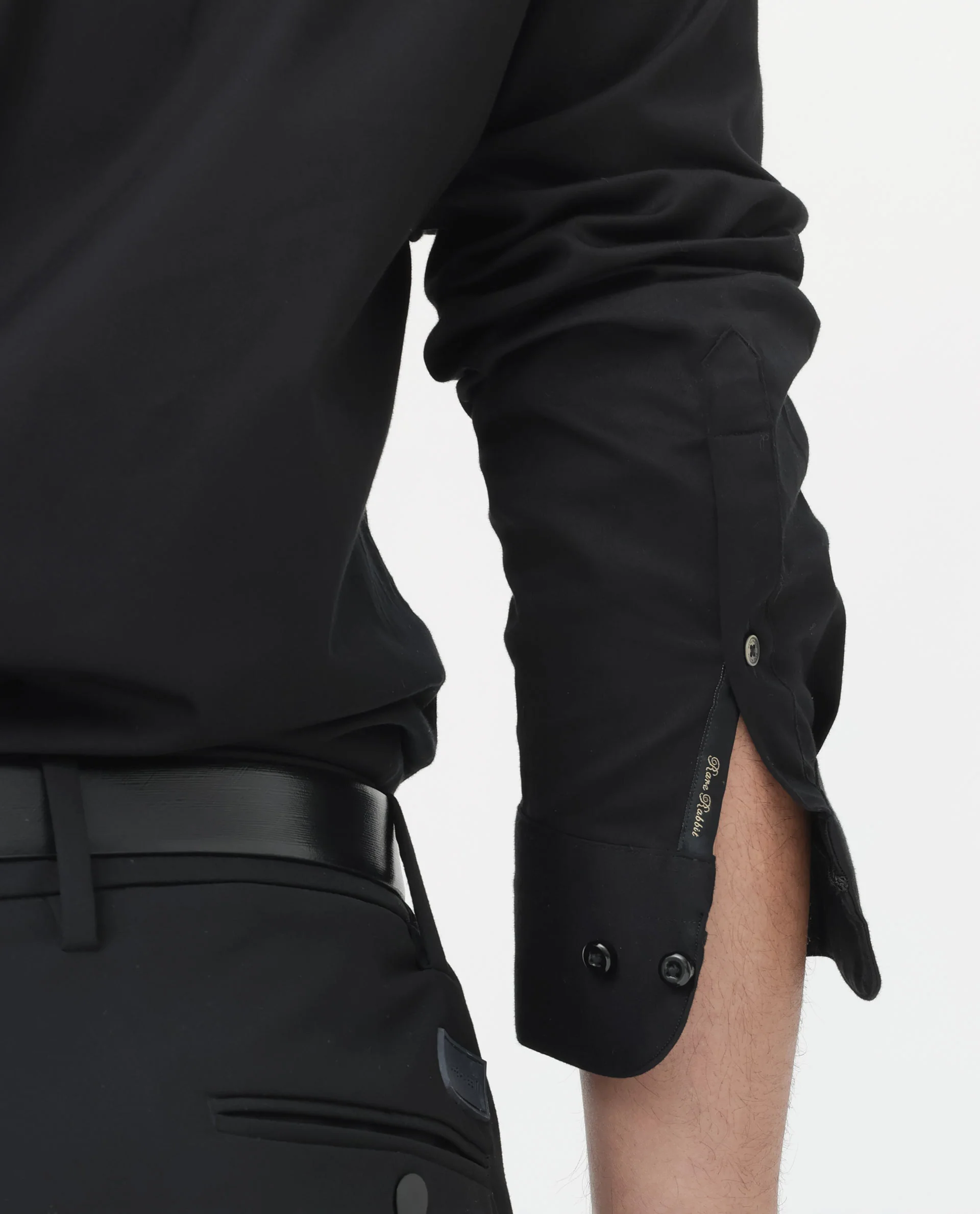 Rare Rabbit Men's Como-4 Black Cotton Plain Regular Fit Full Sleeve Collared Shirt - Image 4