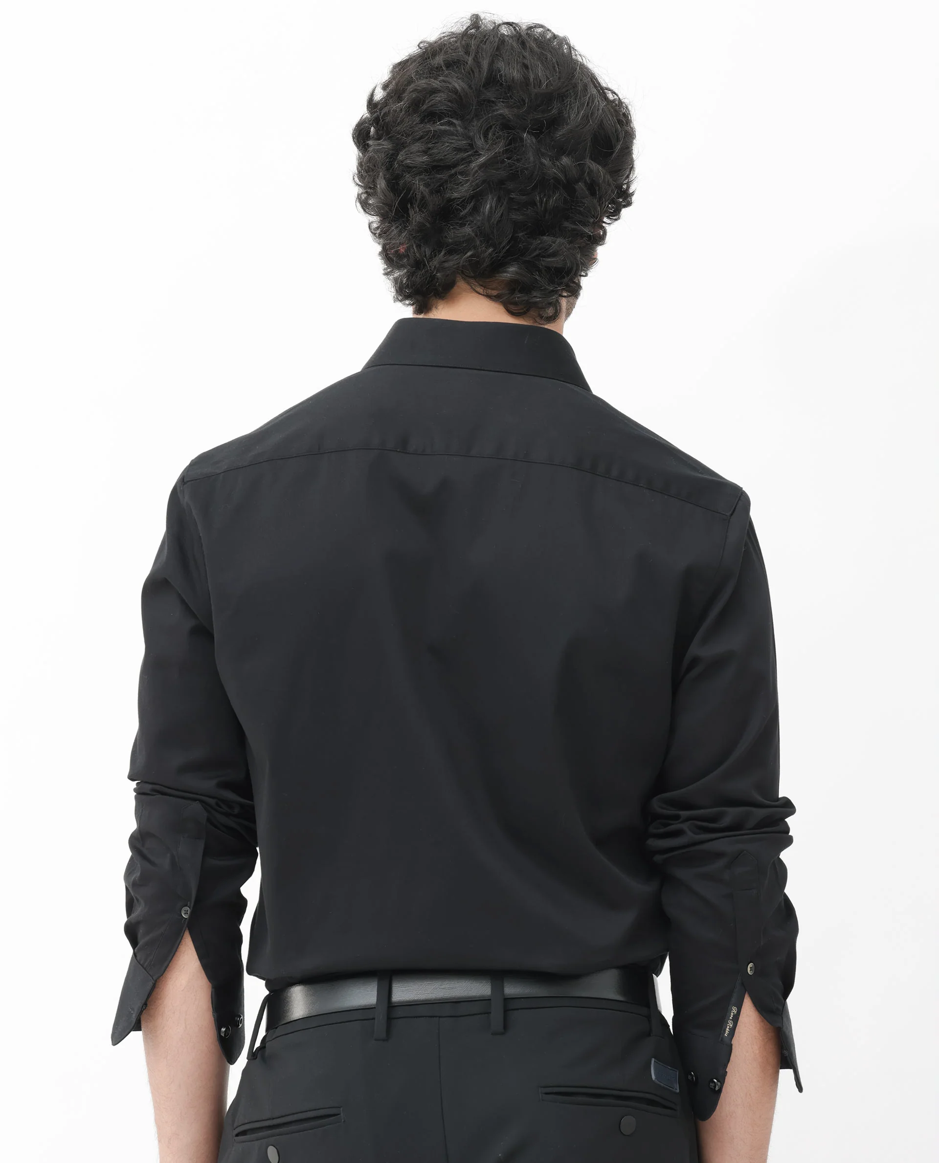 Rare Rabbit Men's Como-4 Black Cotton Plain Regular Fit Full Sleeve Collared Shirt - Image 9