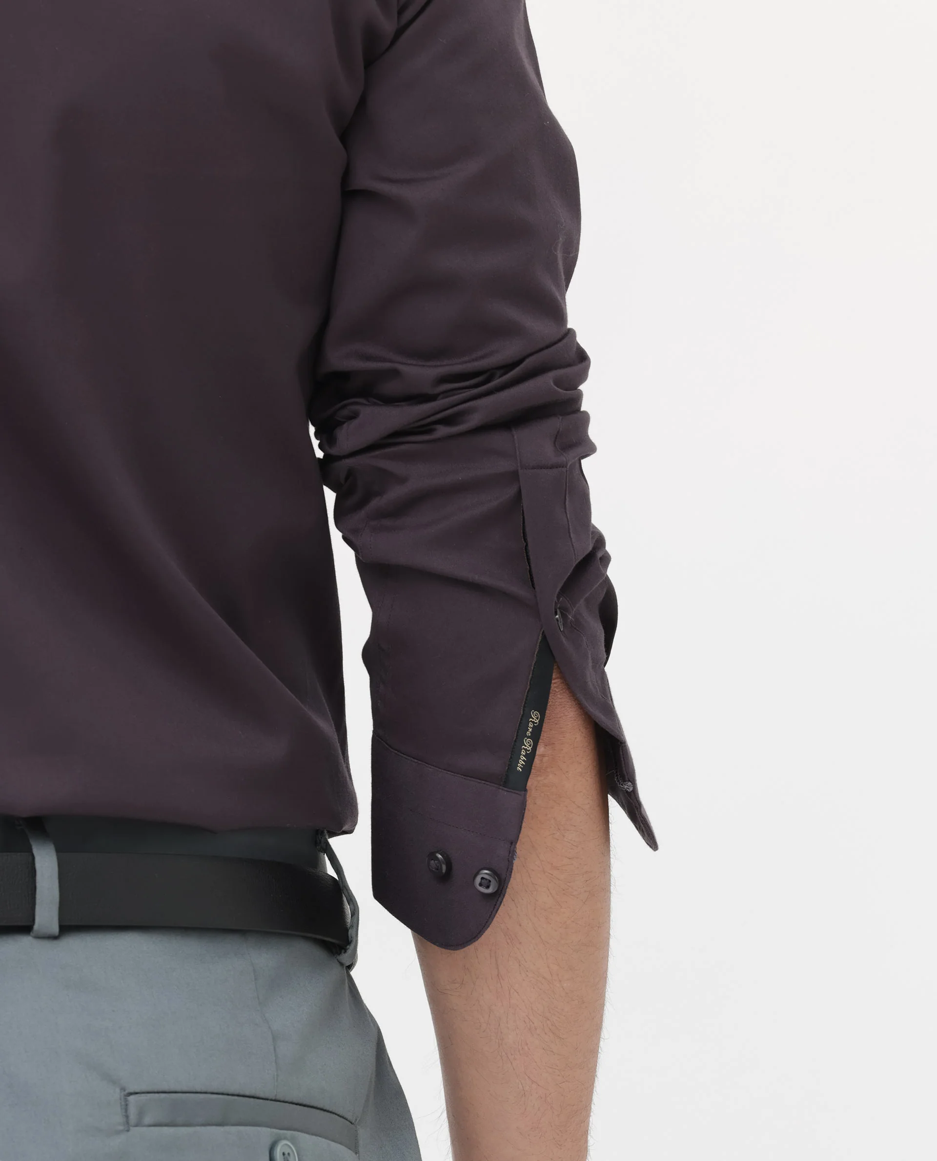 Rare Rabbit Men's Como-4 Dark Purple Cotton Plain Regular Fit Full Sleeve Collared Shirt - Image 5