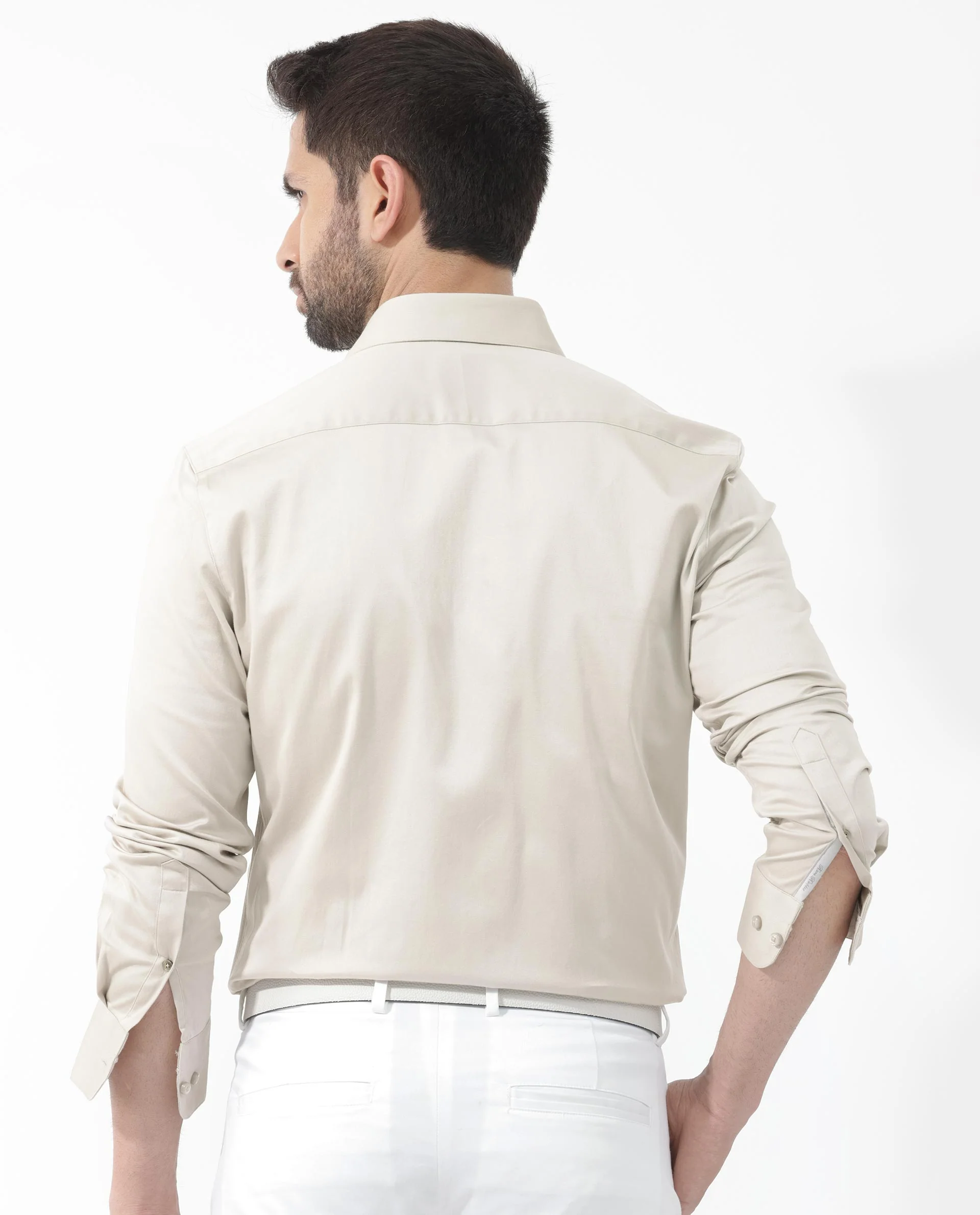 Rare Rabbit Men's Como 4 Dusky Beige Cotton Plain Regular Fit Full Sleeve Collared Shirt - Image 9