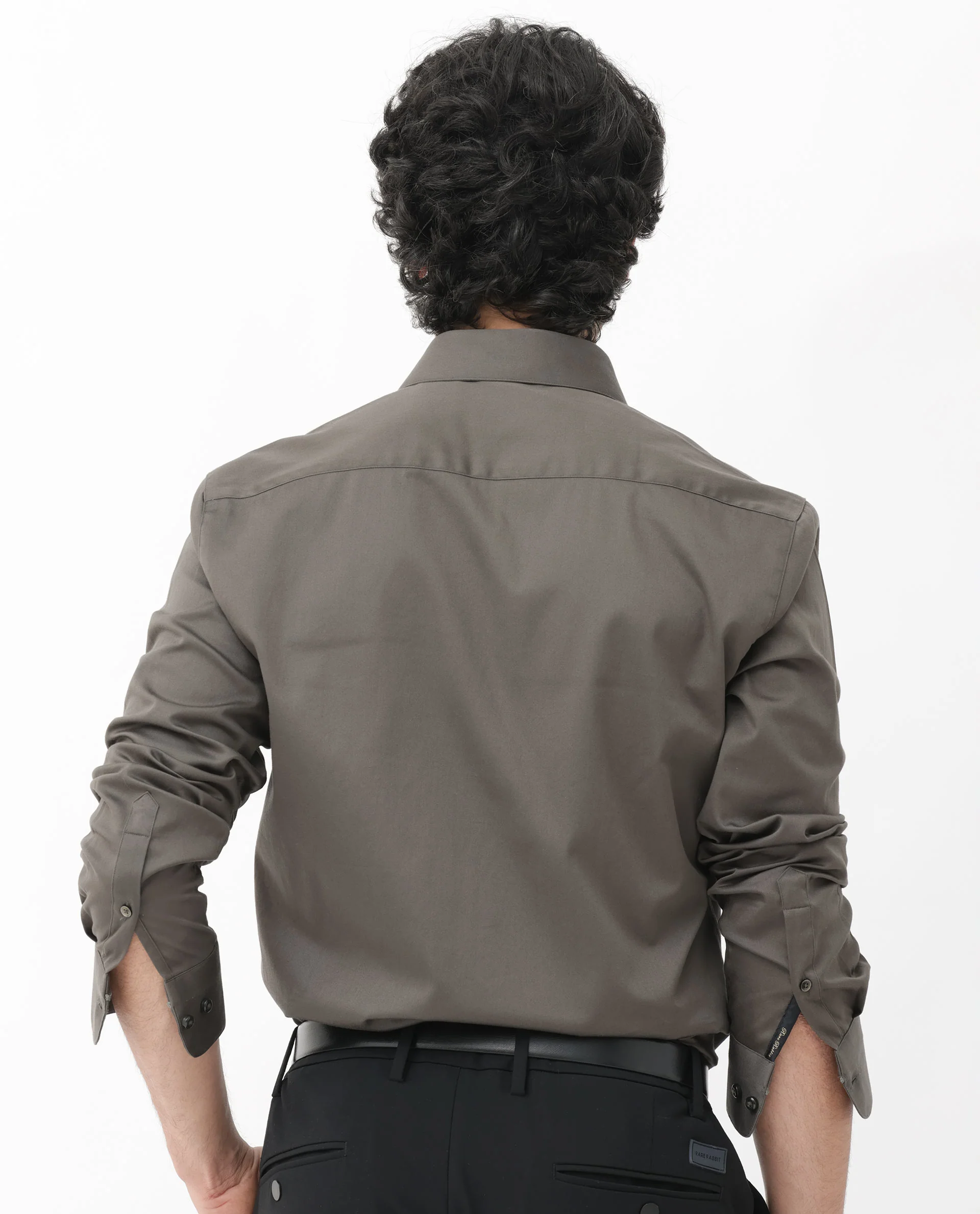 Rare Rabbit Men's Como-4 Dusky Olive Cotton Plain Regular Fit Full Sleeve Collared Shirt - Image 7