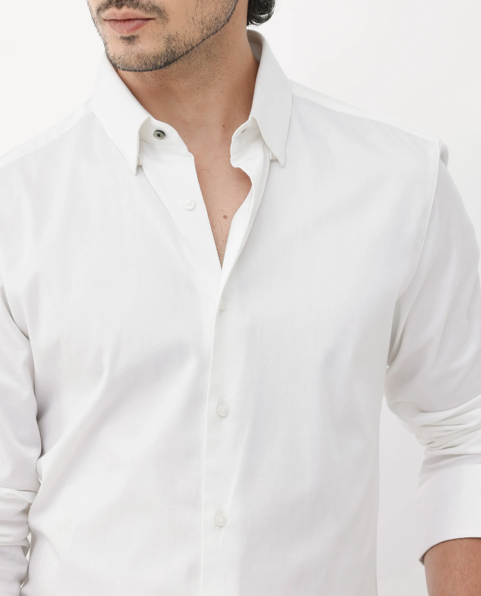 Rare Rabbit Men's Como-4 White Cotton Plain Regular Fit Full Sleeve Collared Shirt - Image 5