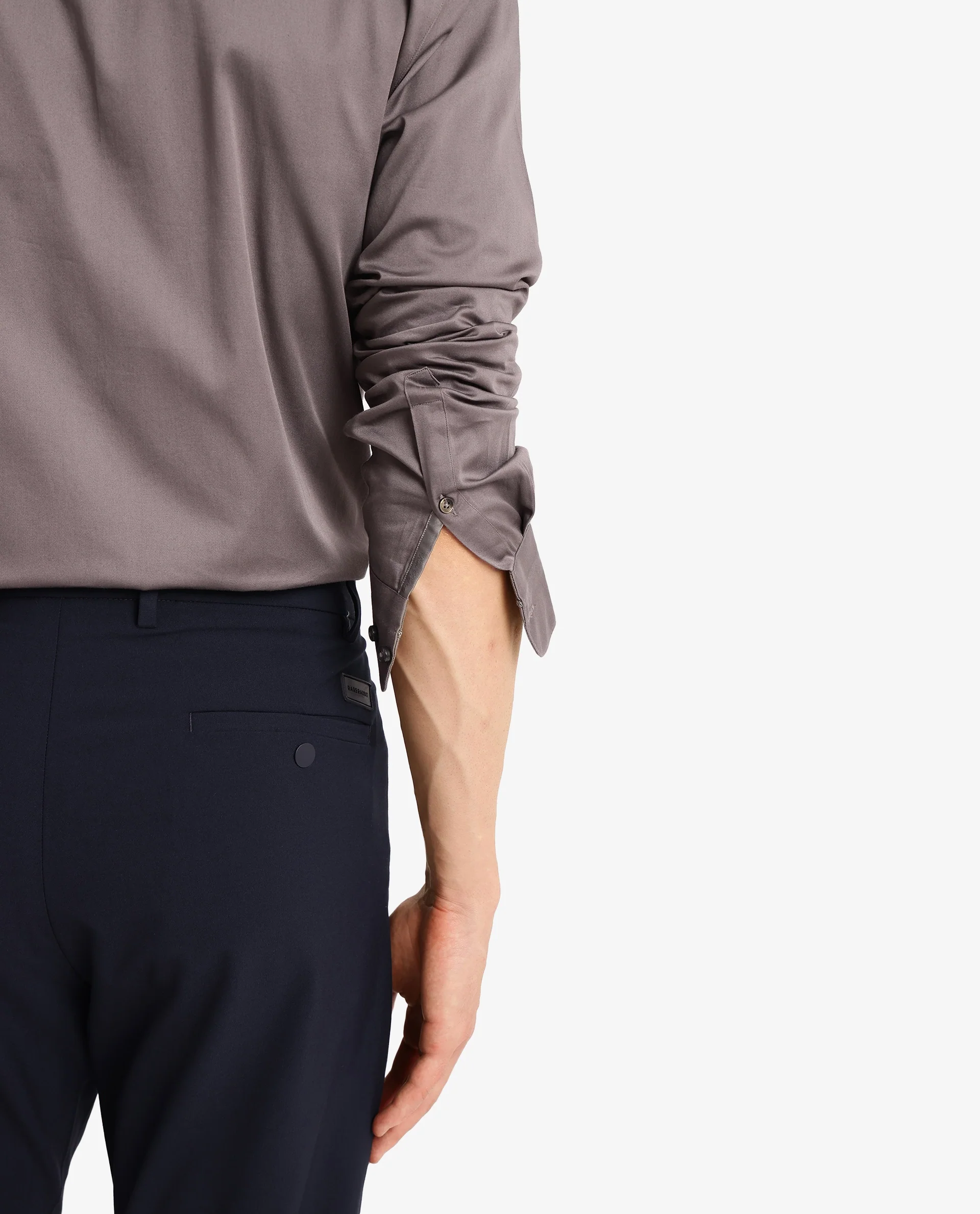 Rare Rabbit Men's Como-5 Dusky Grey Satin Plain Regular Fit Full Sleeve Collared Shirt - Image 7