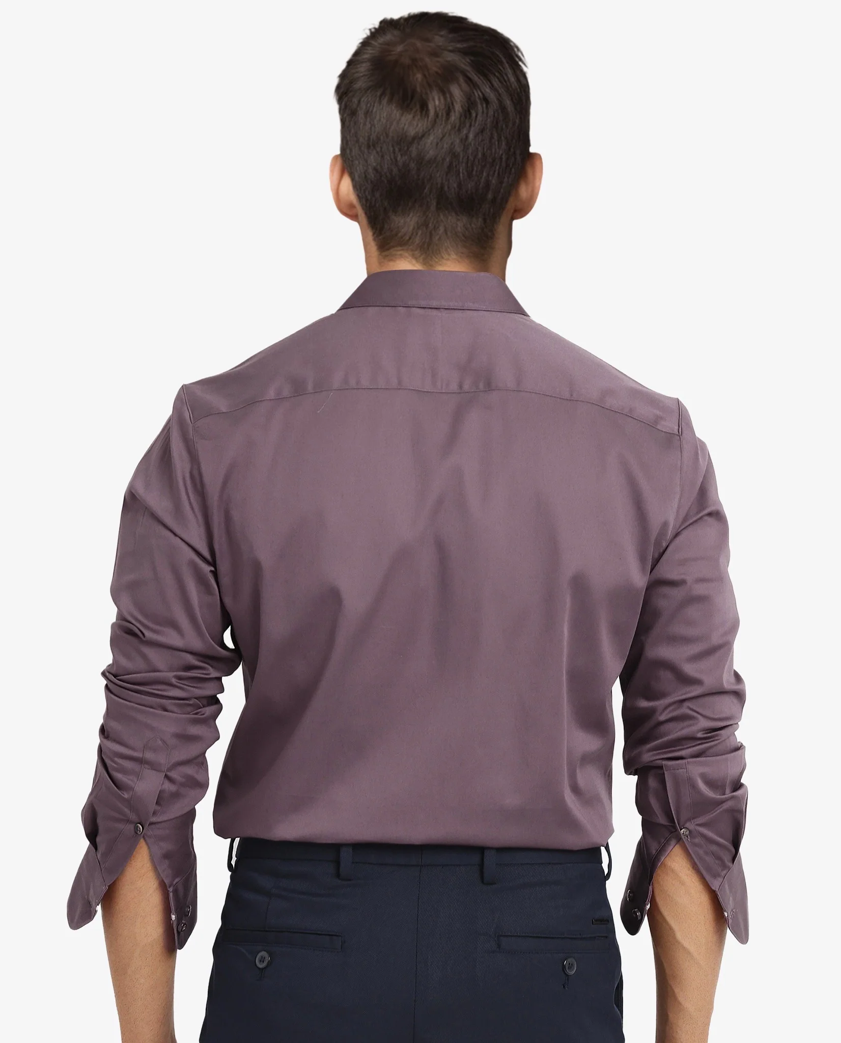 Rare Rabbit Men's Como-5 Dusky Maroon Satin Plain Regular Fit Full Sleeve Collared Shirt - Image 4