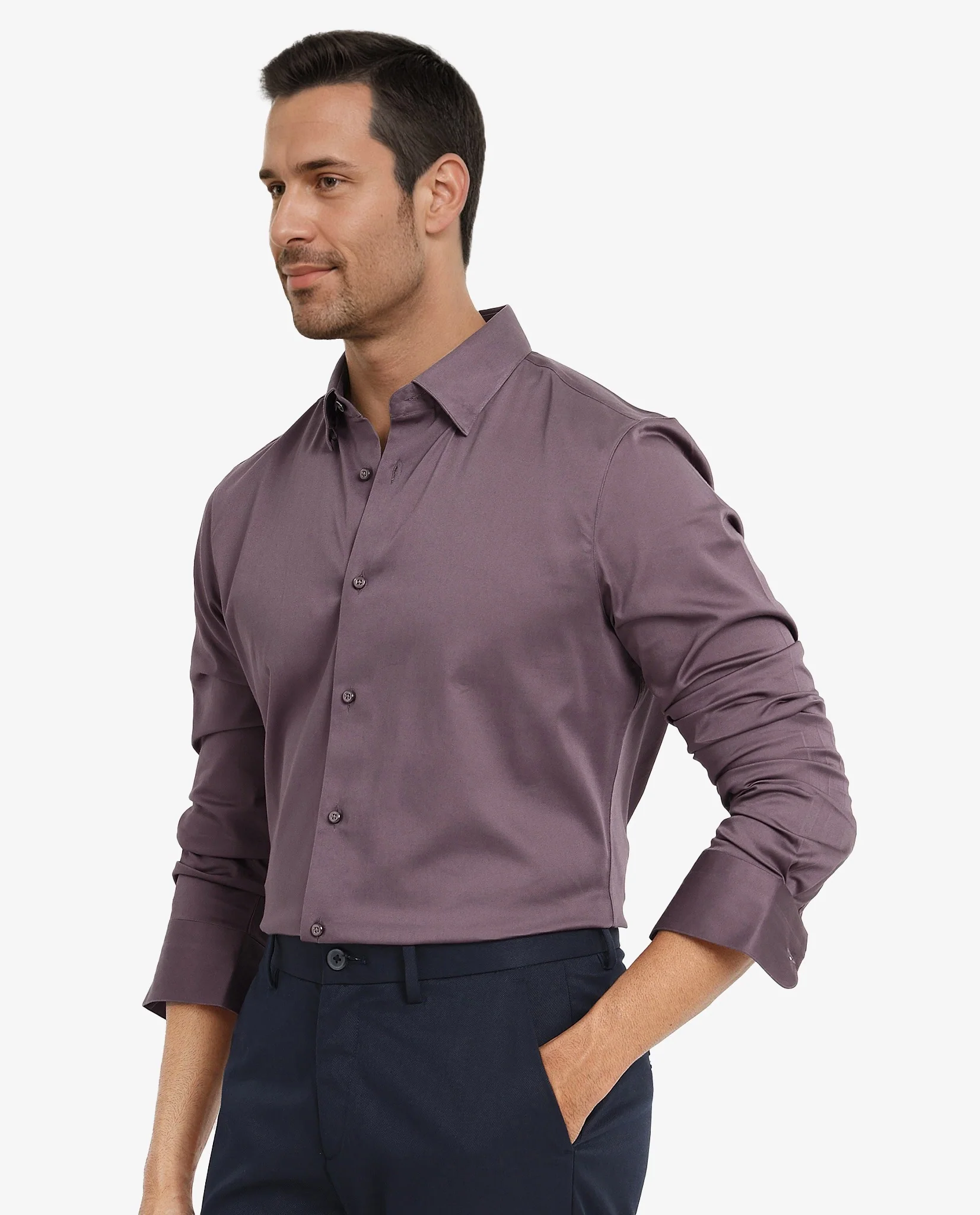 Rare Rabbit Men's Como-5 Dusky Maroon Satin Plain Regular Fit Full Sleeve Collared Shirt - Image 5