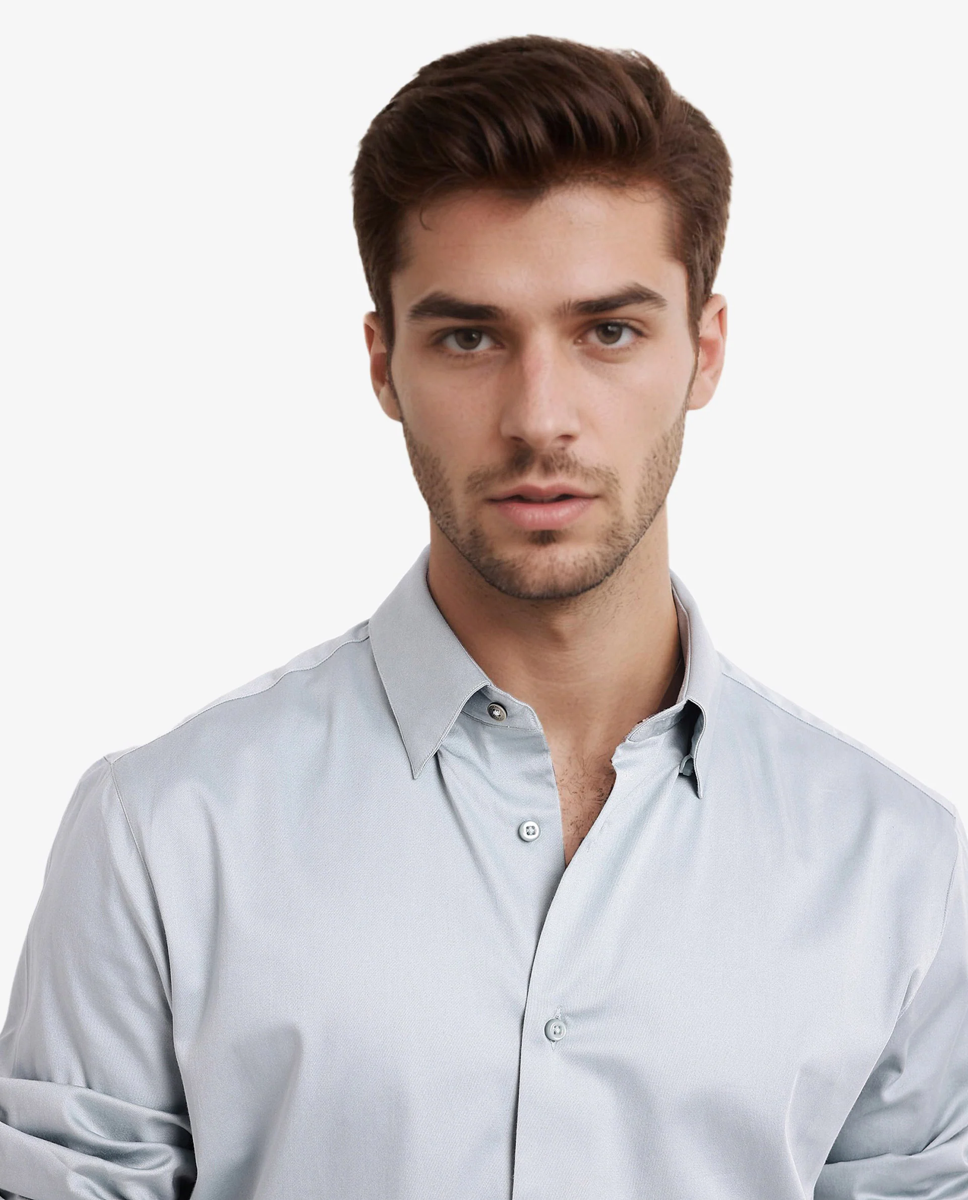Rare Rabbit Men's Como-5 Pastel Blue Satin Plain Regular Fit Full Sleeve Collared Shirt - Image 2
